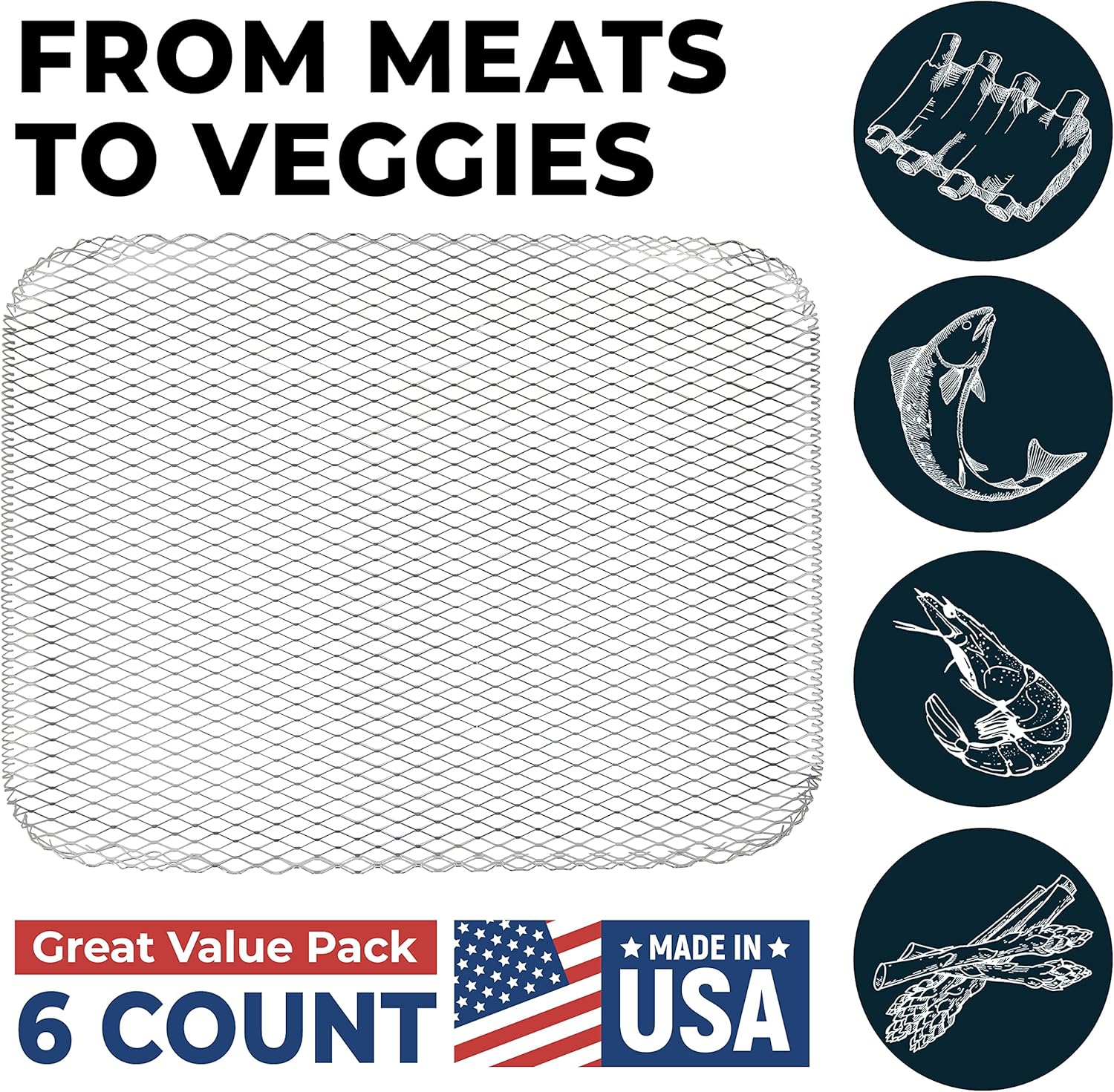 Shop Square Disposable Grill Topper (6 Pack), 16x12 Rectangular Grill Mat, Vegetable and Meat Grill Tray for Outdoor BBQ Grill, Disposable Grilling Liners Prevents Food from Falling in Grill Grates : Patio, Lawn & Garden