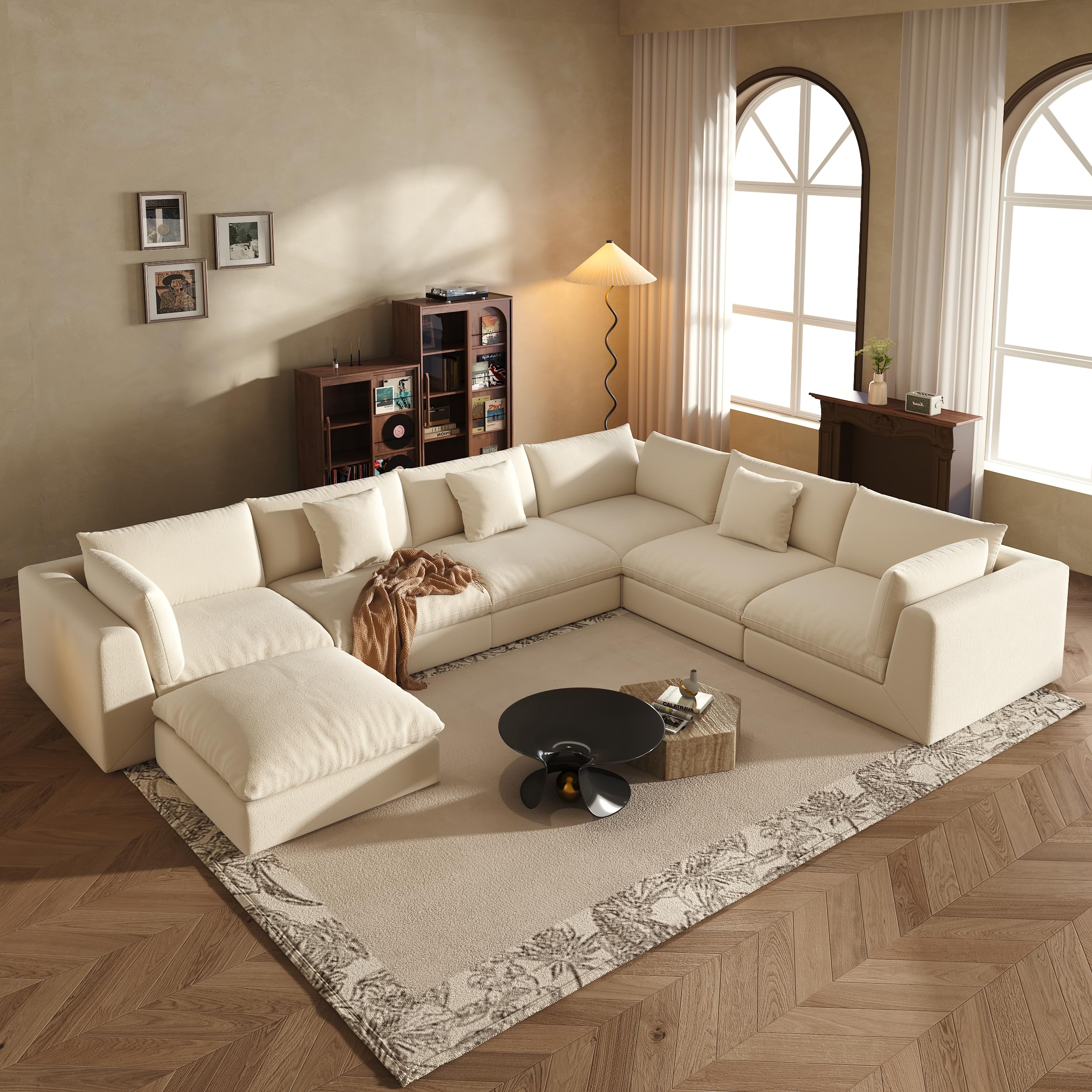 Fajiani Oversized Modular Sectional Sofa Cloud Couch Deep Seat Sofa Cushion Covers Removable Oversized Sectional Couches for Living