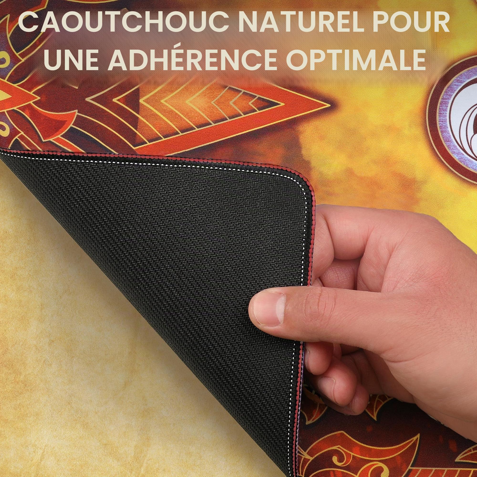 ENHANCE TCG Playmat - Tapis De Jeu De Table avec Bords Cousus, Surface Lisse Et Pochette De Voyage À Cordon - Compatible avec MTG, Yugioh, Pokemon, Lord of The Rings Et Autres TCG Et LCG - Flammes