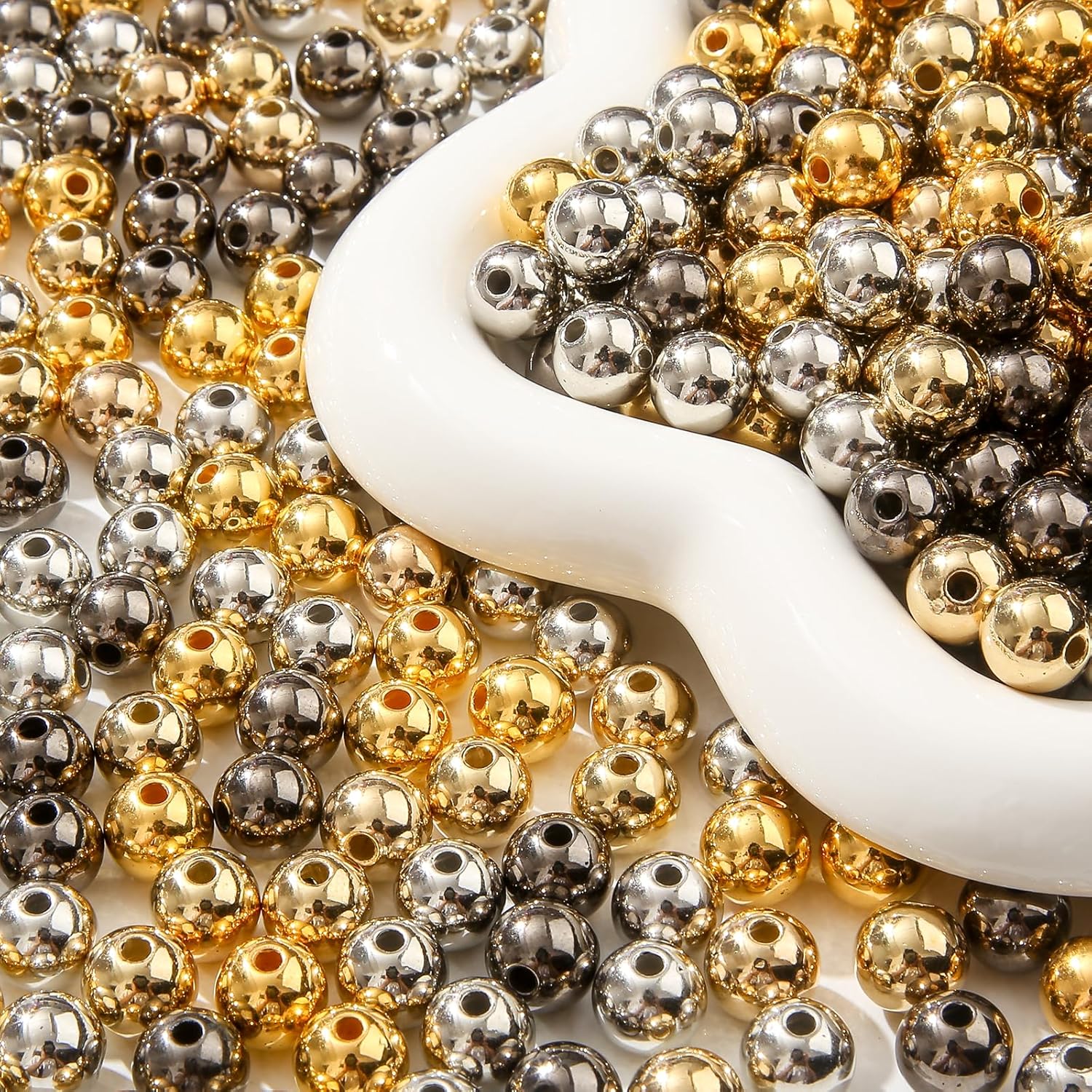 10mm Acrylic Beads 400pcs Golden&Silver&Grey Bead Round Bubble Beads for DIY Craft Jewelry Necklace Making (Golden&Silver&Grey) - Image 7