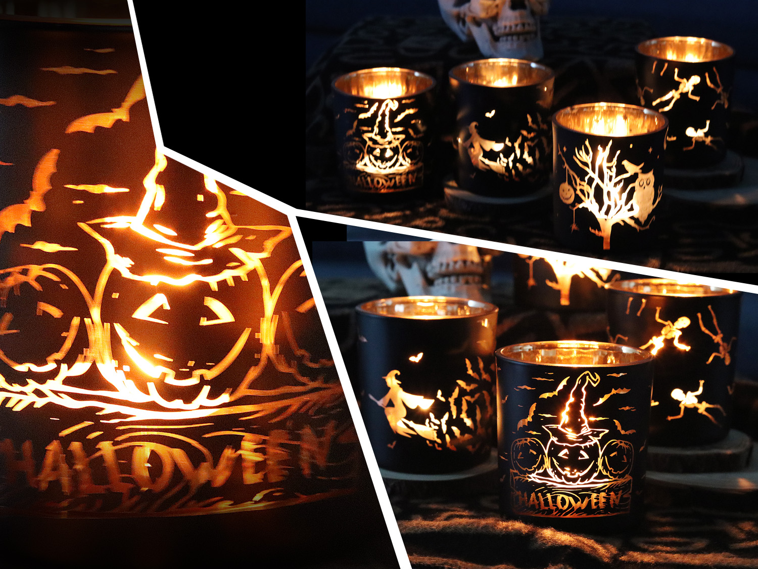 Amazon.com: SHMILMH Halloween Glass Candle Holders Set of 4