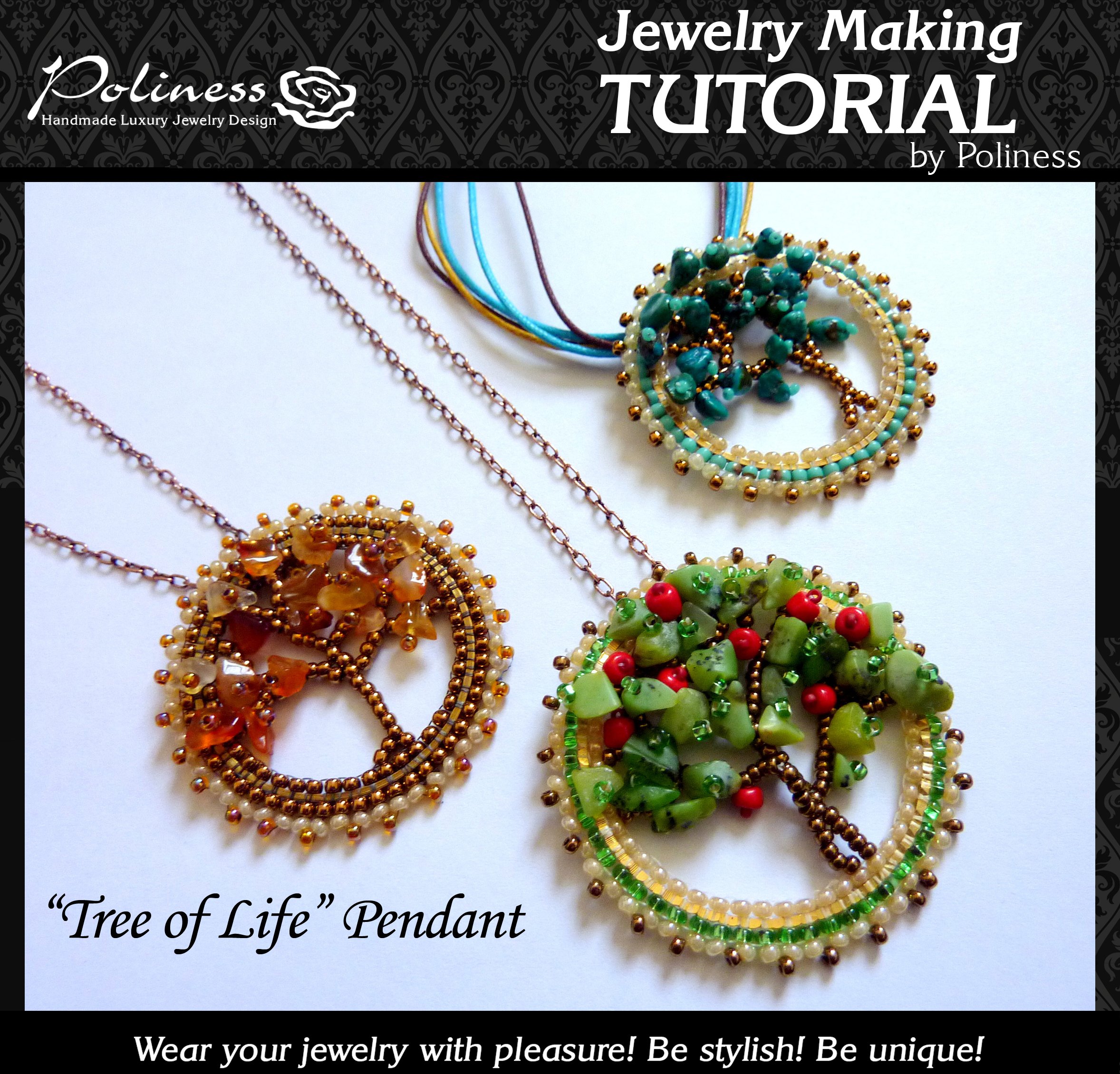 DIY Jewelry making Tutorial Tree of Life, Practical Step by step Guide on How to make Handmade Beaded Pendant with Swarovski, Toho bead and Miyuki Delica Beads