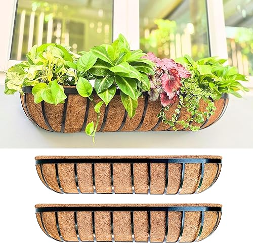 LaLaGreen - Paquete de 4 macetas de ventana de 36 pulgadas de largo para colocar en la casa, macetas de pared para plantas al aire libre con