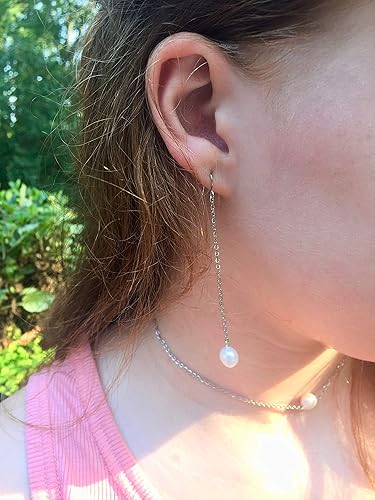 Miniatura 5 de Silver Chain and Freshwater Pearl Earrings