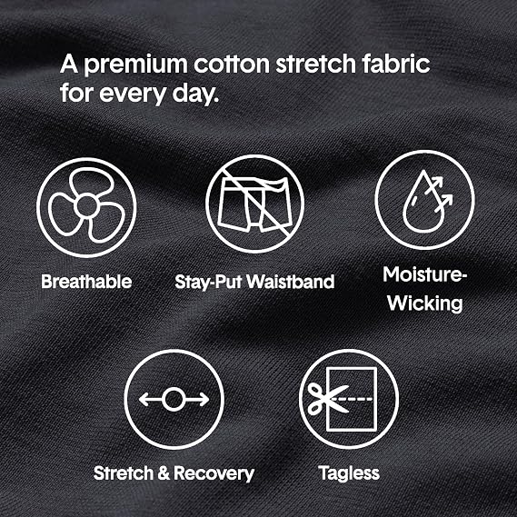 Tommy John Men's Essential Cool Cotton Stretch Boxer Brief Underwear - 6 3-Pack, Breathable, Moisture-Wicking, Support Pouch