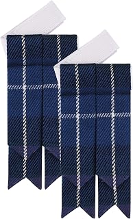 Scottish Kilt Hose Flashes 13oz Acrylic Tartan with Adjustable Elastic Band – Highland Dress Sock Accessory