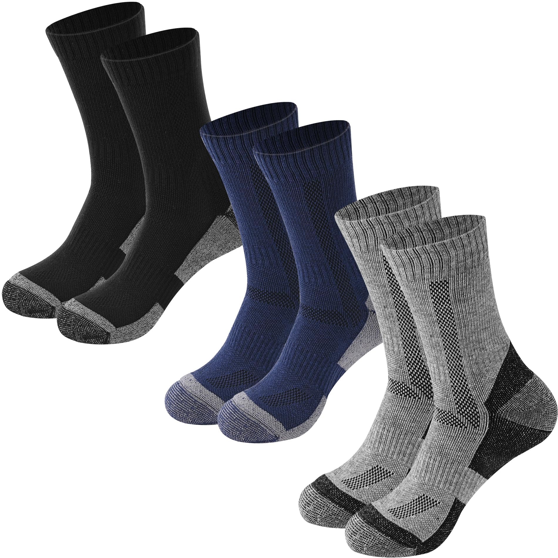 Merino Wool Hiking Crew Sock, 3 Pairs Thick Warm Hiking Socks Cushioned Thermal Crew Socks Cold Weather Socks Winter Boot Cushion Socks for Trekking & Outdoor Activity