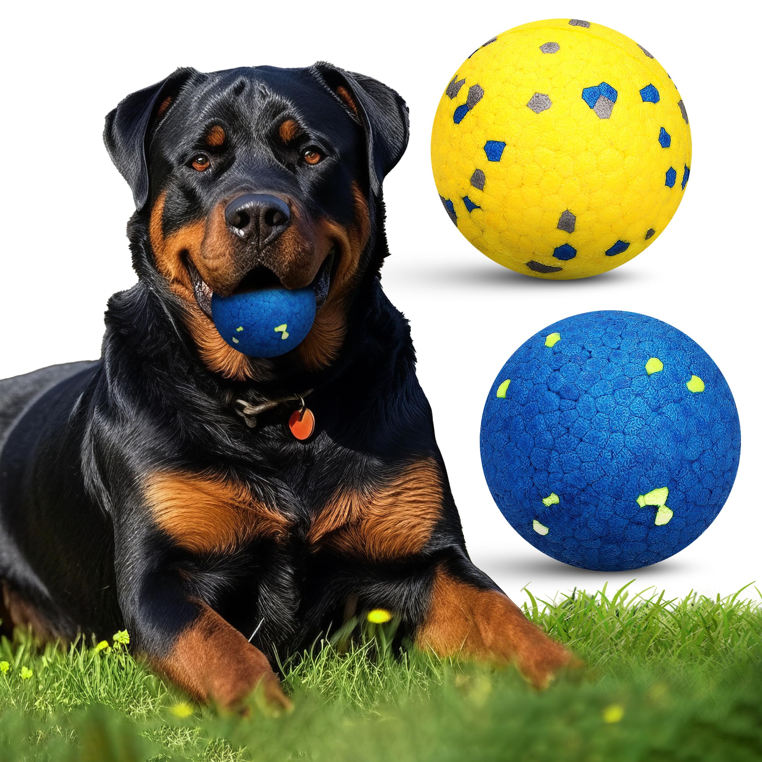 MISHMASH Vision Dog Ball Made with Premium Bite-Proof ETPU, Aggressive Chewers Waterproof Bouncy Interactive Dog Toy, Durable Tennis Ball for Medium to Large Breeds/Dogs/Puppies, (2 Pack)