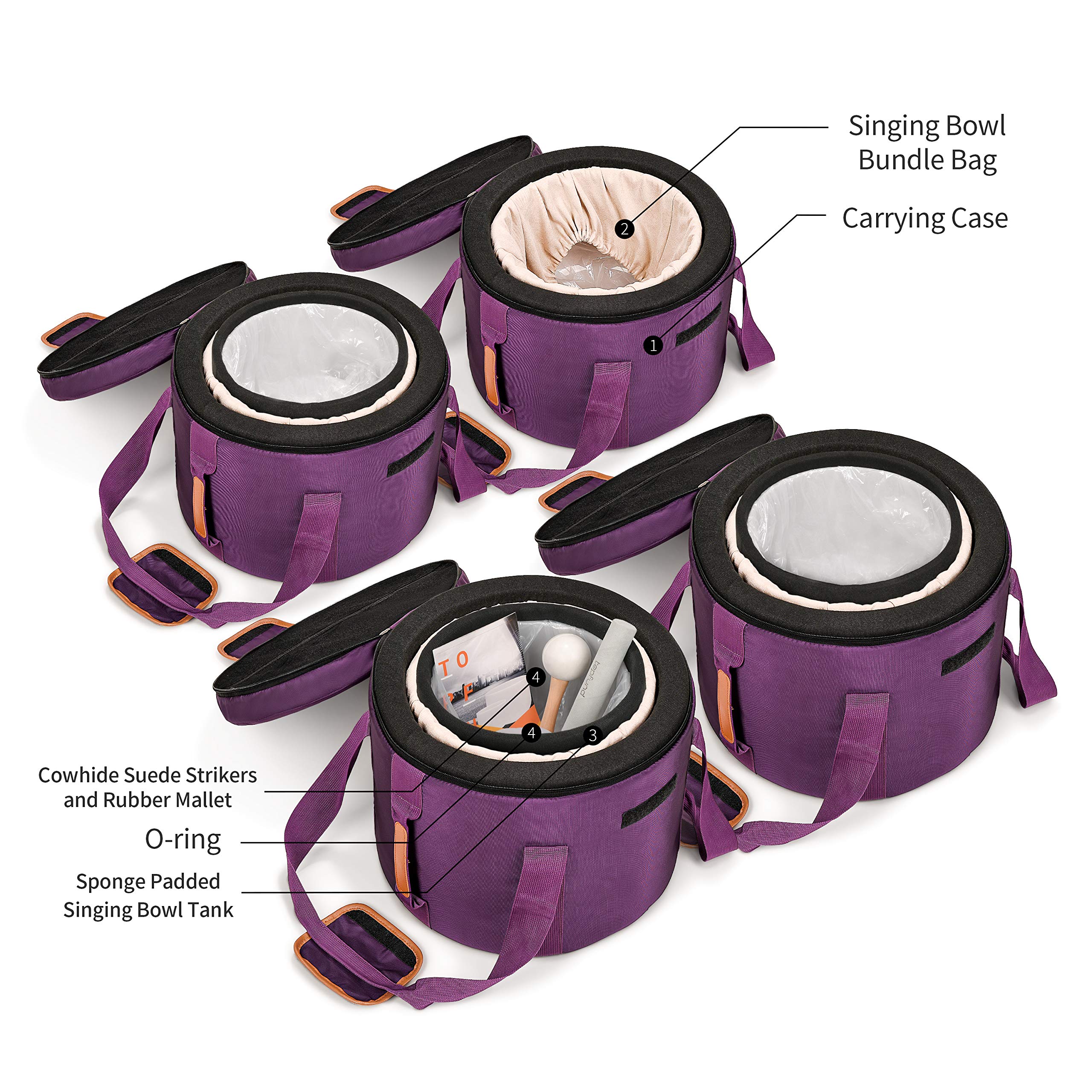 TOPFUND Chakra Set of 7 Crystal Singing Bowls 8-10 inch with Heavy Duty ...