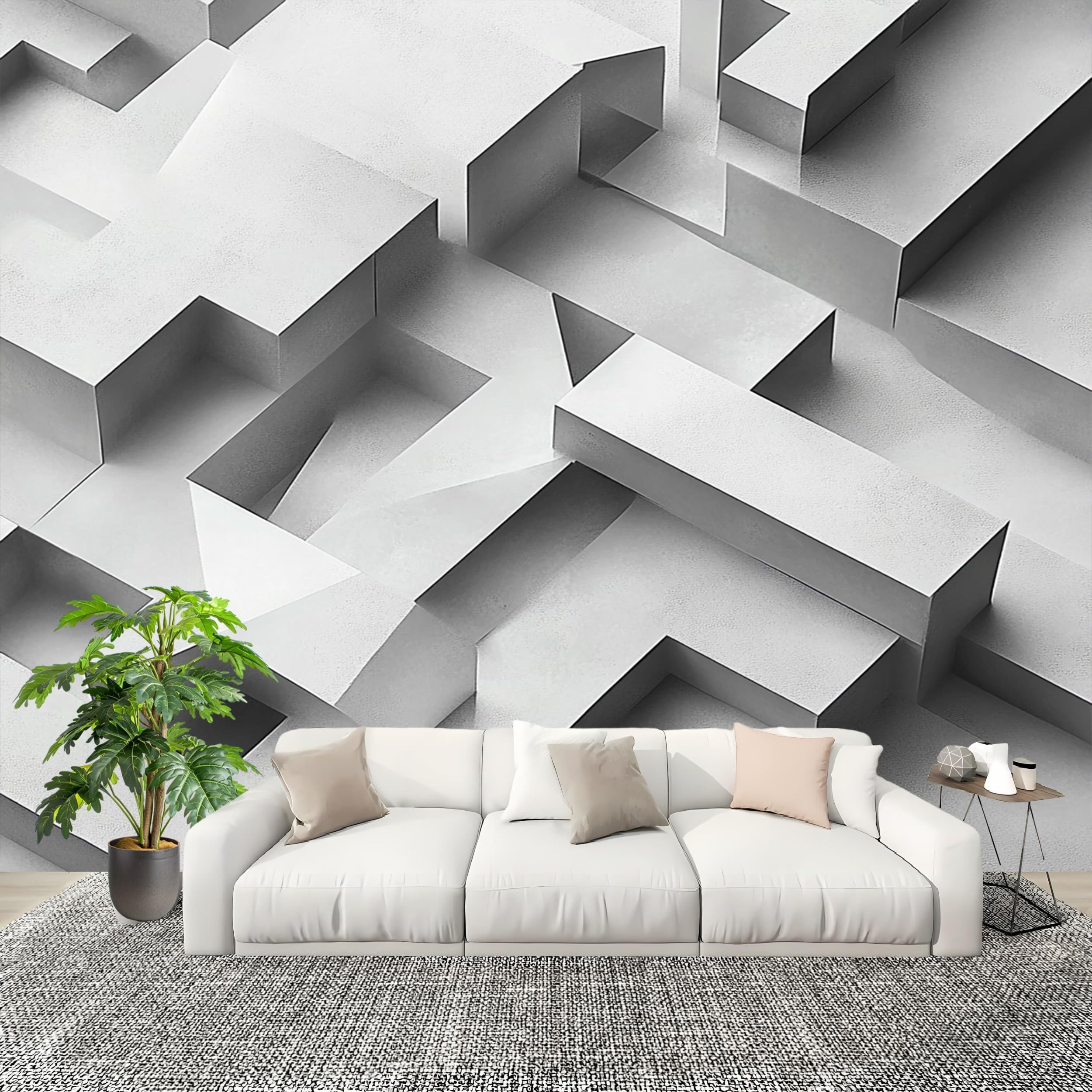 Papier Peint Géométrique 3D pour la Décoration Intérieure de la Maison