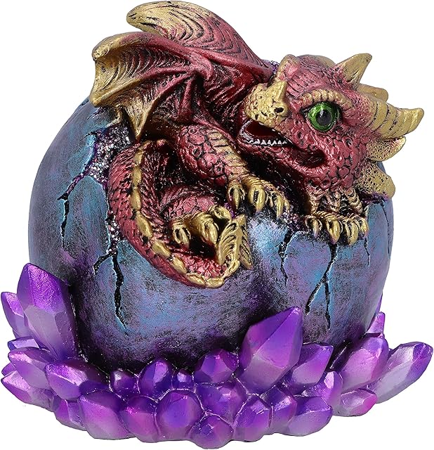 Nemesis Now Crimson Hatchling Glow Dragon Red Dragonling Crystal Figurine, 12.5cm