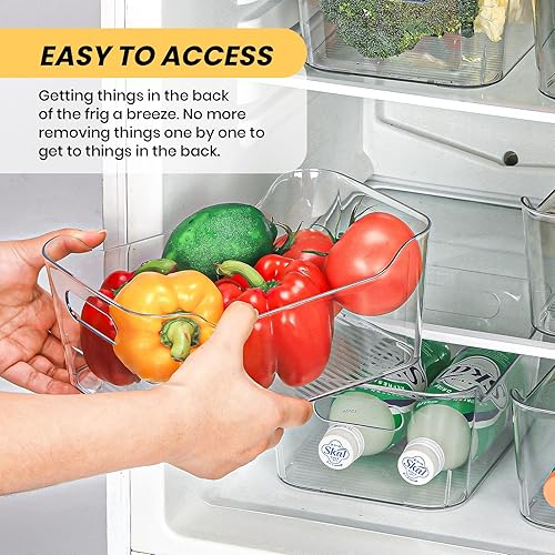 Miniatura 5 de Paquete de 12 cubos de almacenamiento de plástico transparente, organizador de acrílico y recipientes con asa para despensa, armario, refrigerador