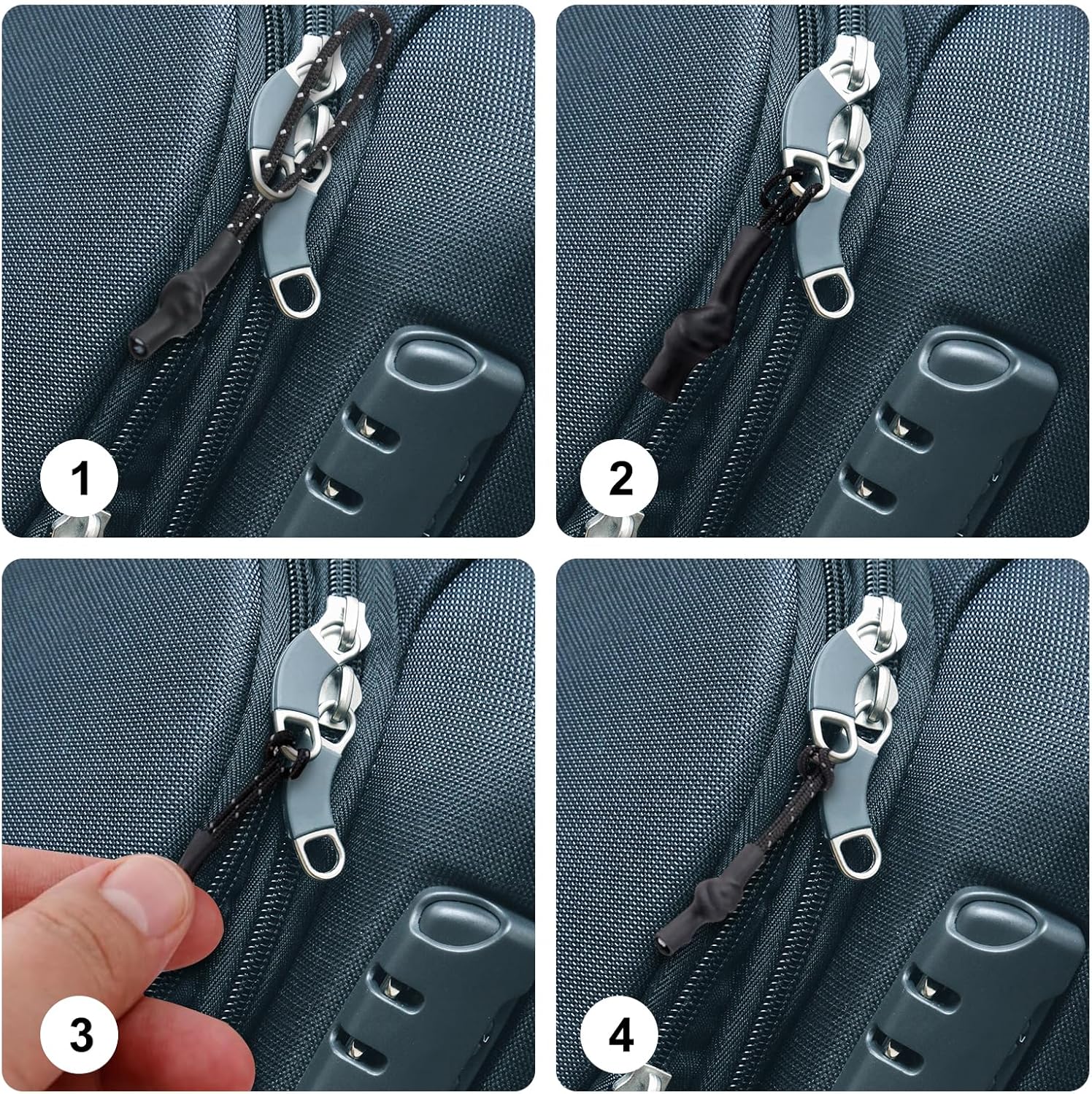 16PCS Zipper Pull Replacement, Backpack Tag Paracord Black Zipper Pull Tab for Bags Purses Clothes Backpacks - Repair Kits - Image 6