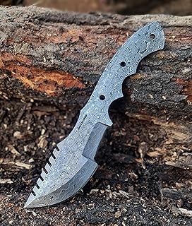 Handmade Damascus Steel Tracker Knife Blank Blade Knife Making Diy 10" Full Tang Fixed Blade Hunting Knife Blade Blank 3758 - JNR Traders
