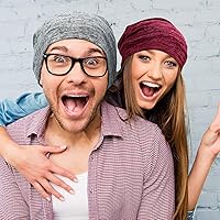 Vista 12 de 4 Pieces Satin Lined Beanie Cap Satin Sleep Lined Hat Slouchy Beanie Hat Night Silk Hair Cap for Women Men