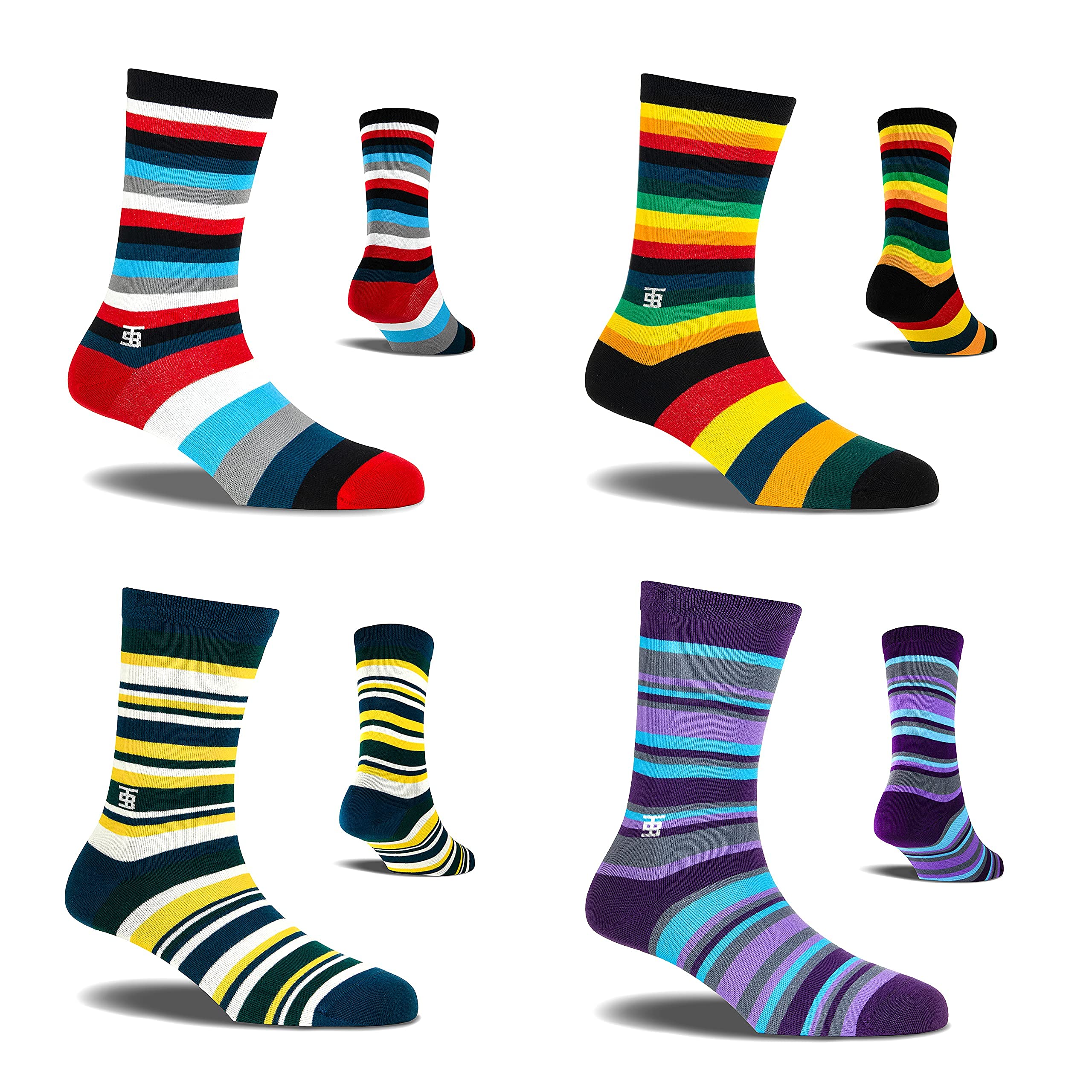 SockSohoMen Premium Cotton Regular Socks Combo Of 4 (Color : Multicolor | Size: Uk 7-12 | Length: Crew)