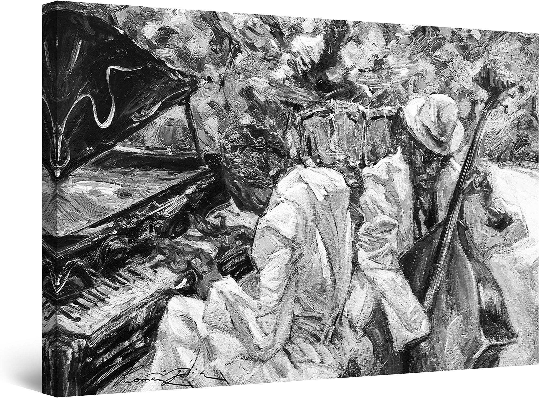 StartonightStartonight Canvas Wall Art Decor Black and White Jazz Singers Painting for Living Room 32" x 48"