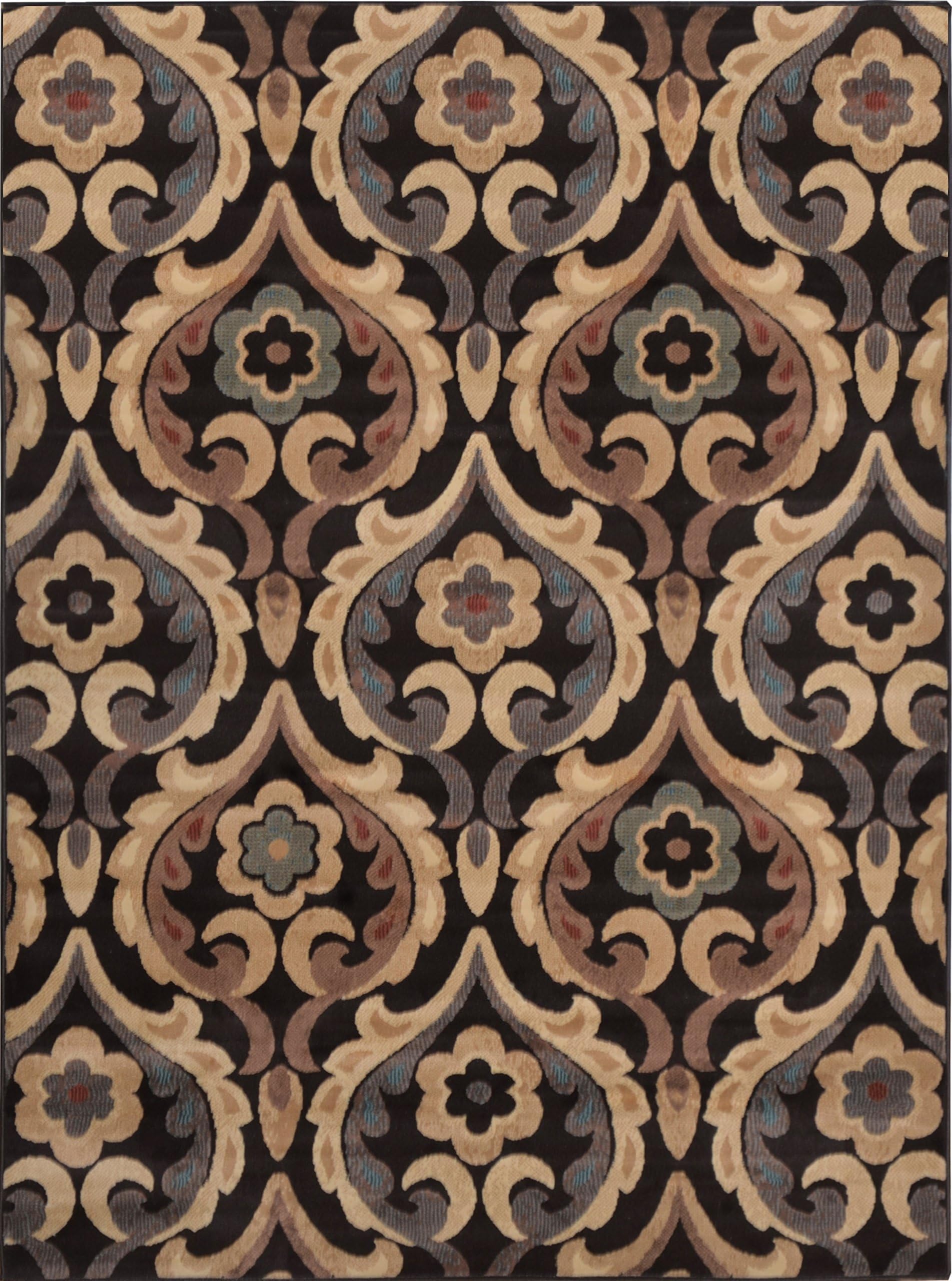 Elegant and Classic Design | Catalina Area Rug by Home Dynamix, , Brown | Sumptuous Fabric, Soft, Comfy and Durable | Fade and Stain Resistant, Easy to Clean and Care for