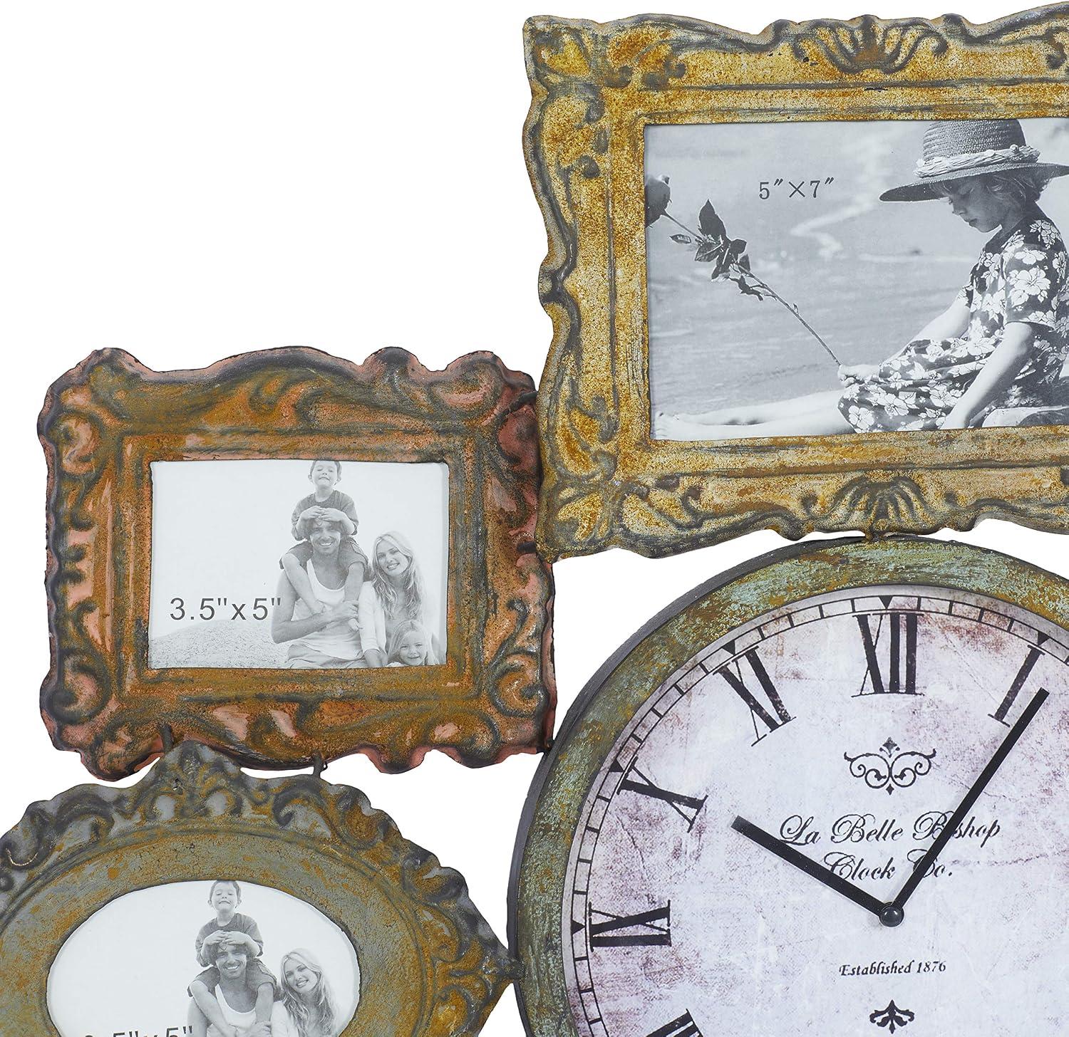 Blасk Frіdау - 60% оƒƒ Deco 79 Rustic Metal Photo Frame Wall Clock, 25x25, Distressed Multi-Colored Finish