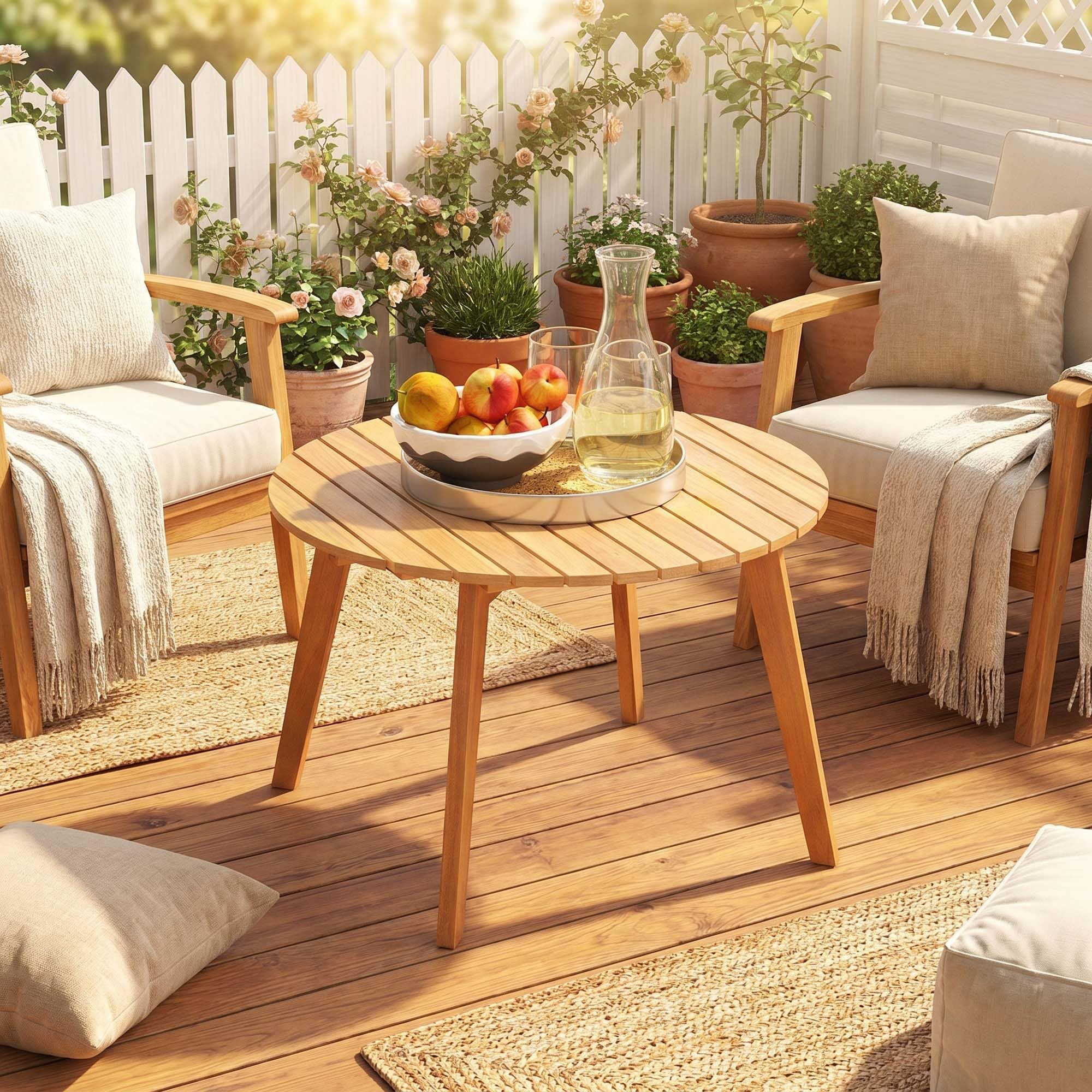 GIANTEX Table Basse Exterieur 62cm en Bois d'Acacia