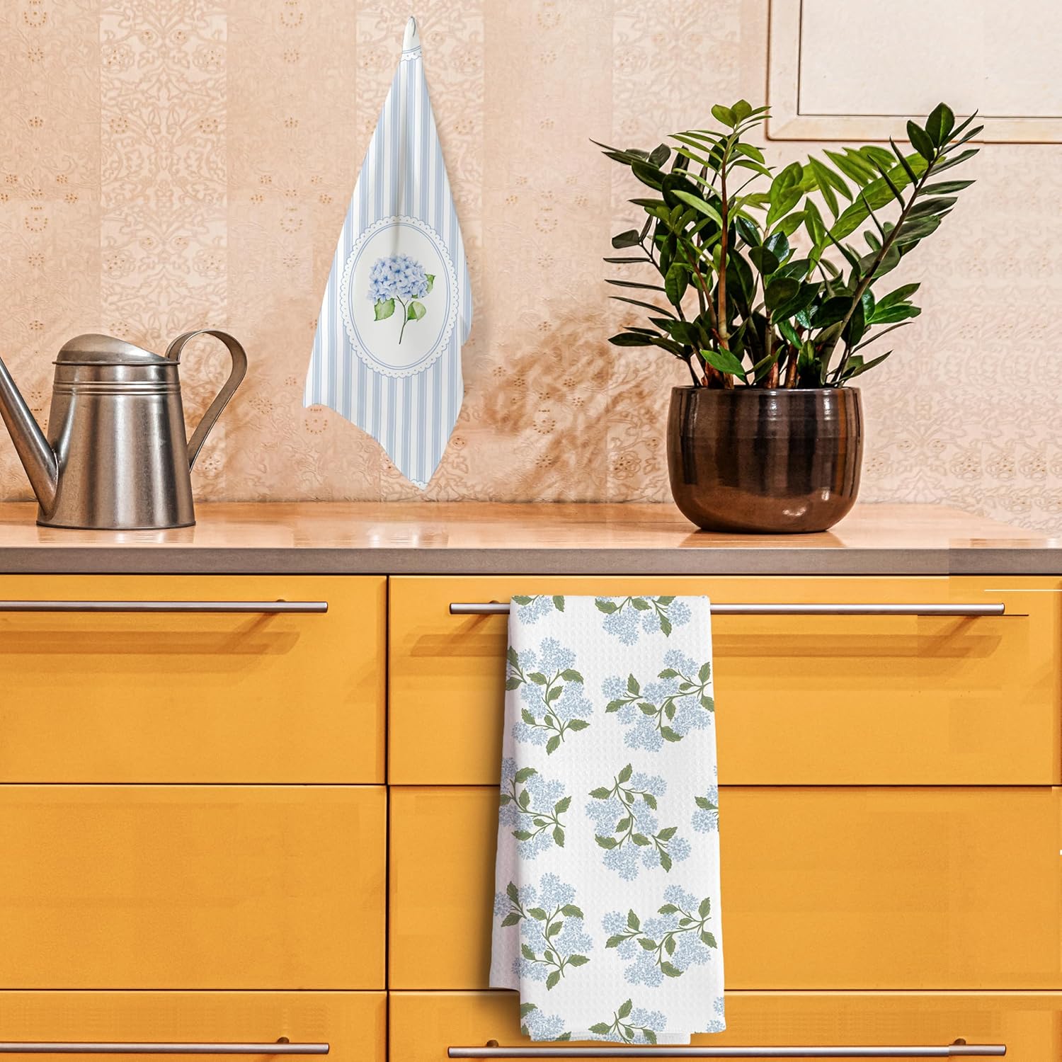 Light Blue Hydrangea Flower Floral Print Kitchen Towels Bathroom Set of 2,Blue Hydrangea Floral Hand Towels for Bathroom Decor Gifts,16x24 Inch - Image 6
