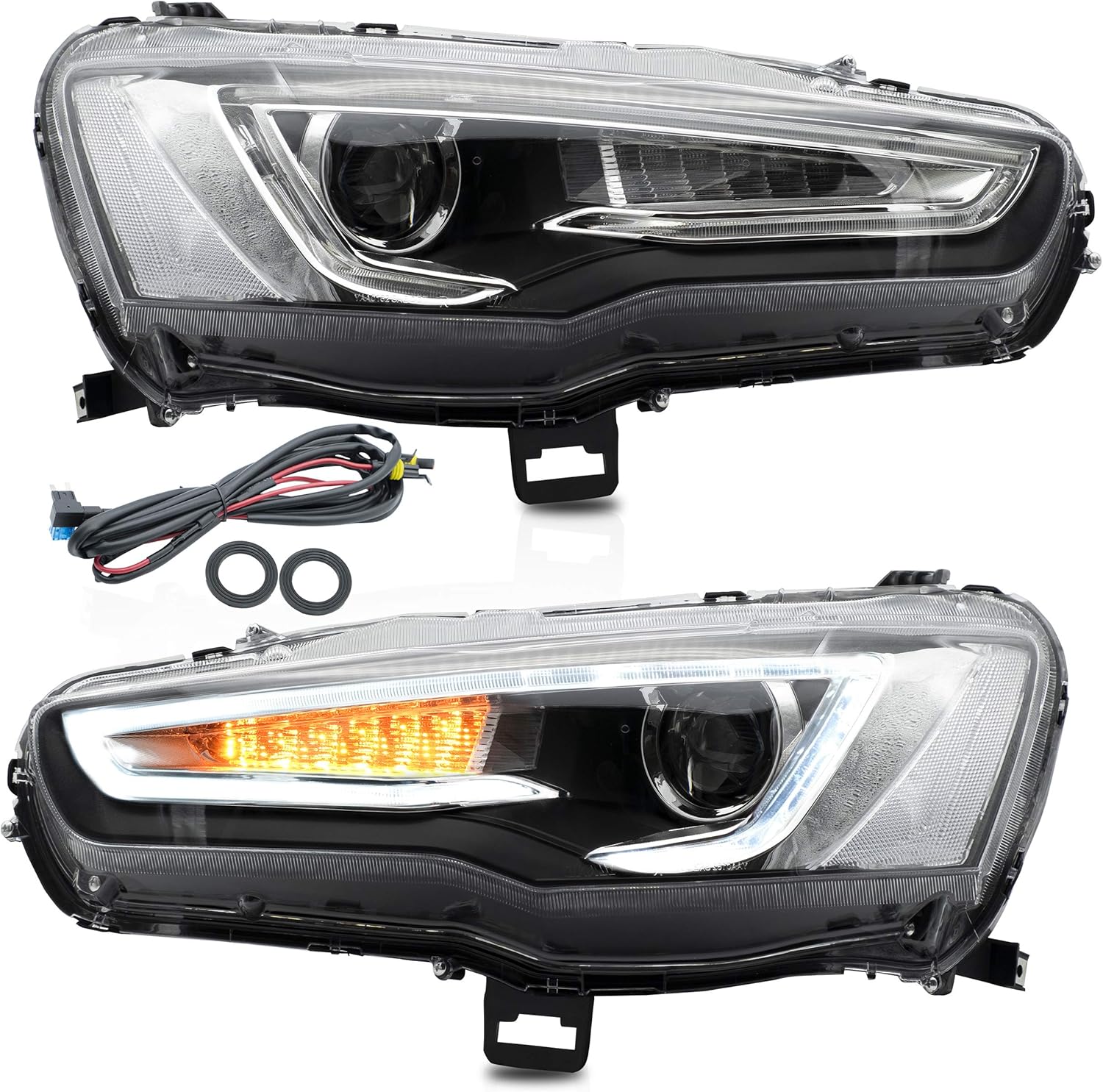 VLAND Projector Headlight Assembly for Mitsubishi Lancer (2008–2020) with DRL and Sequential Turn Signal
