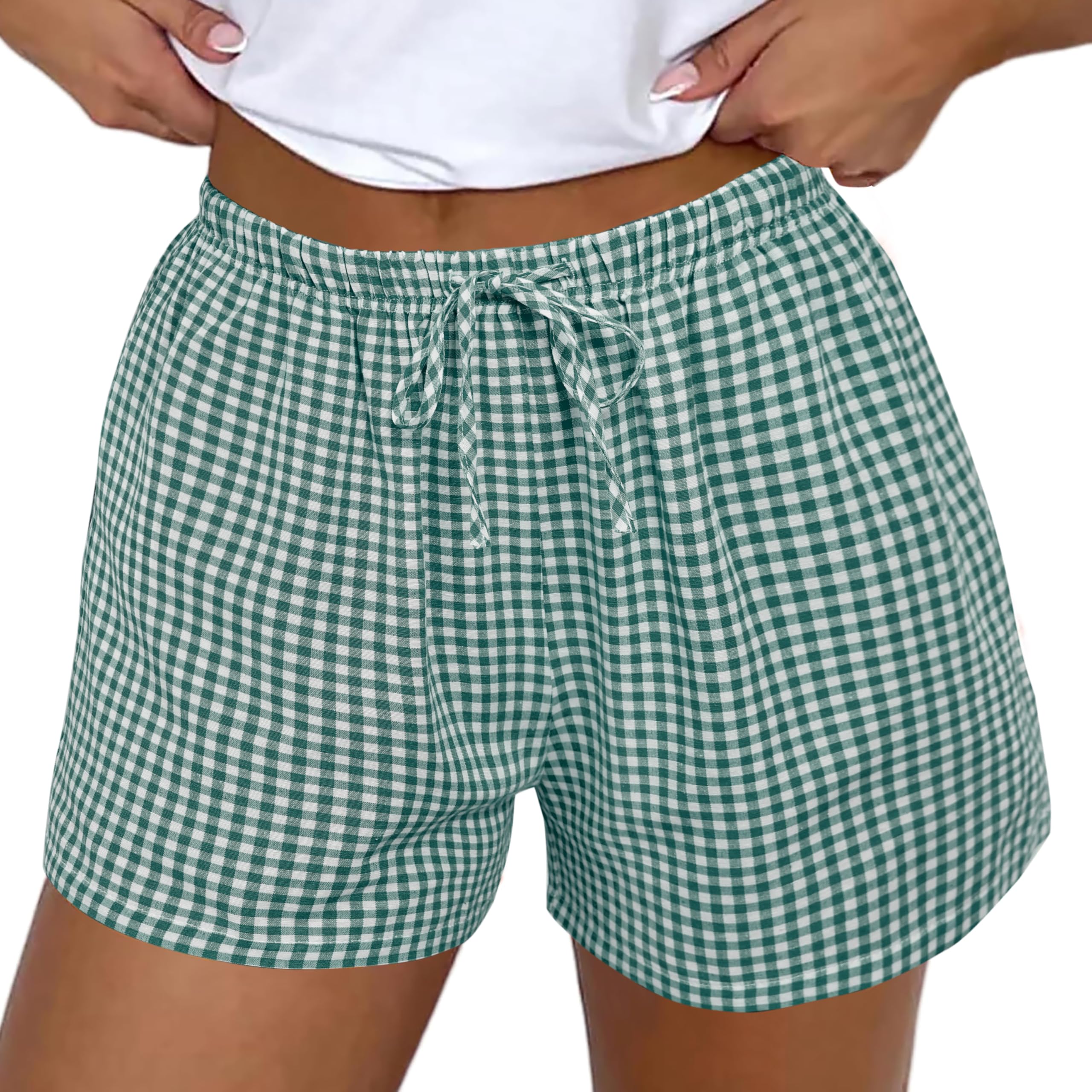 Boxer Shorts Gingham Shorts Y2K Beach Bottoms | Plaid Shorts Y2K Pajama Bottoms Two Pockets