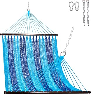 Lazy Daze Hammocks 10.5 FT Double 2 Person Caribbean Rope Hammock, Hand Woven Polyester Hammock with Spreader Bars, for Ou... Price In India