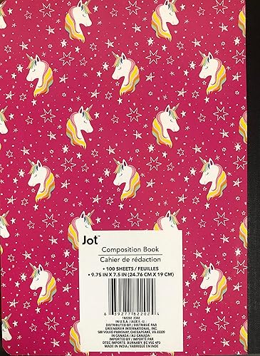 Miniatura 6 de Suministros escolares de unicornio arcoíris rosa de (1) carpeta de polietileno de 2 bolsillos con 3 puntas con (1) cuaderno de composición de 100