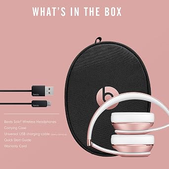 Beats Solo3 Wireless On-Ear Headphones - Apple W1 Headphone Chip, Class 1 Bluetooth, 40 Hours of Listening Time, Built-in Microphone - Rose Gold