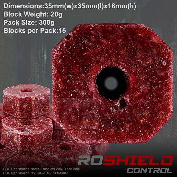 ROSHIELD- Rat/Mouse Poisoning,Poison Blocks 300g, Super Strength, Single-Feed Fast Acting Rat & Mouse Killer, Rat Poison Block Bait - Indoor,Outdoor For Rodent Bait Station Refill Packs… - 4