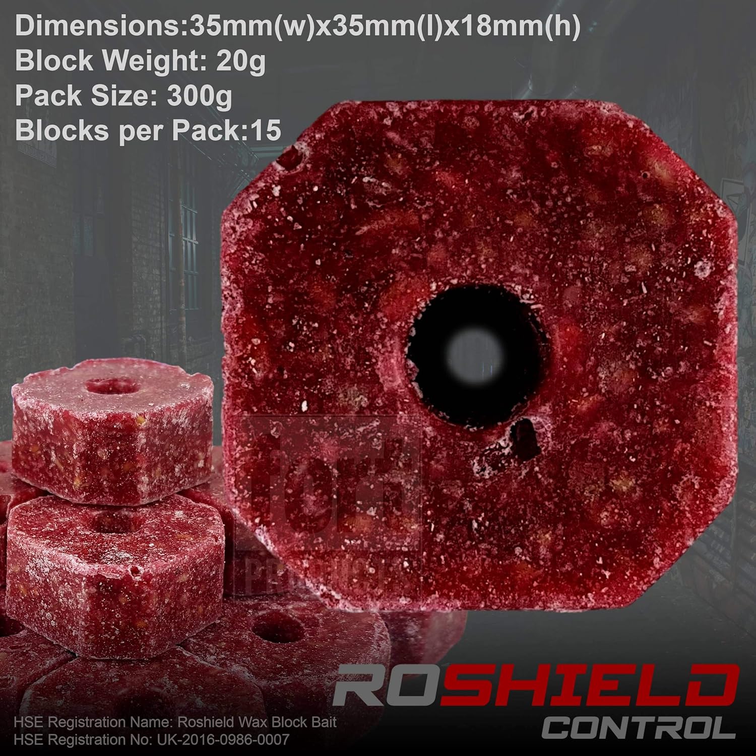 ROSHIELD- Rat/Mouse Poisoning,Poison Blocks 300g, Super Strength, Single-Feed Fast Acting Rat & Mouse Killer, Rat Poison Block Bait - Indoor,Outdoor For Rodent Bait Station Refill Packs… - 5