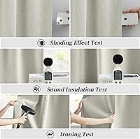 Vista 6 de 2 paneles de cortinas opacas, de lino, con textura, pestaña trasera o bolsillo para cortinero, plisadas, para sala de estar, dormitorio