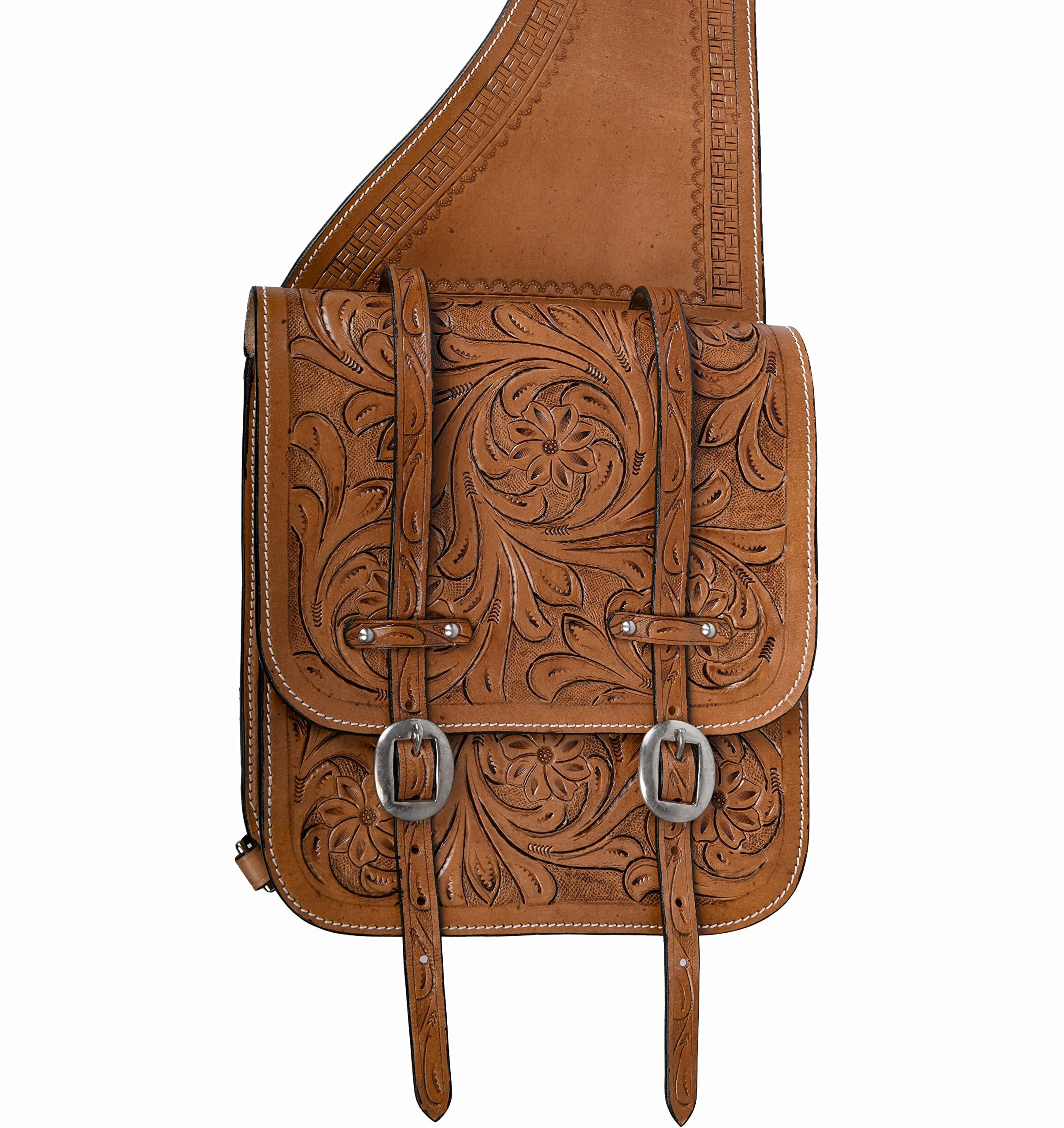 Sacoche De Selle Western En Cuir Véritable Fait Main Pour Cheval