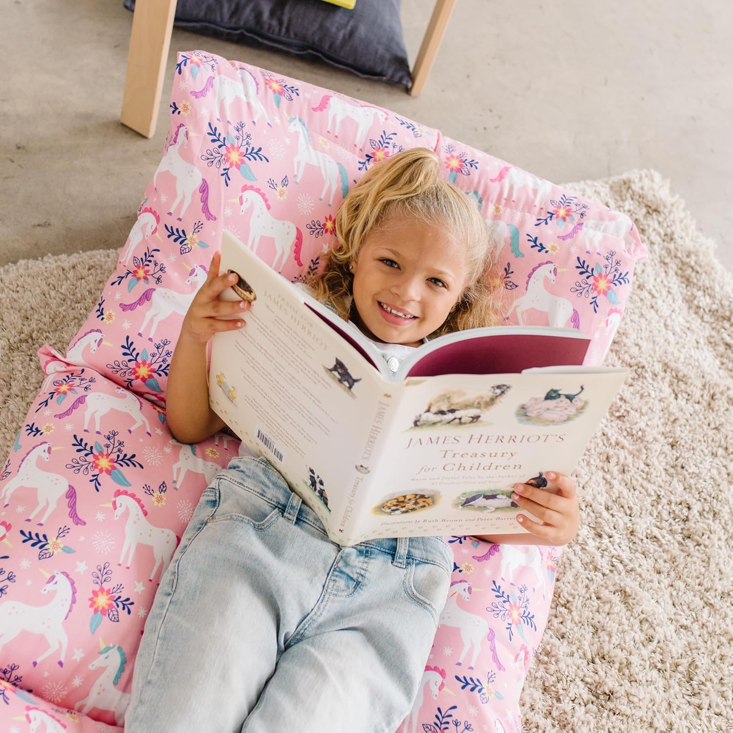 Wildkin Kids Pillowcase Lounger Cover – Travel-Friendly Sleepover Lounger, Fits Standard Pillows (Pillows Not Included), Soft Cotton Blend, Fun Patterns for Boys & Girls - Magical Unicorns