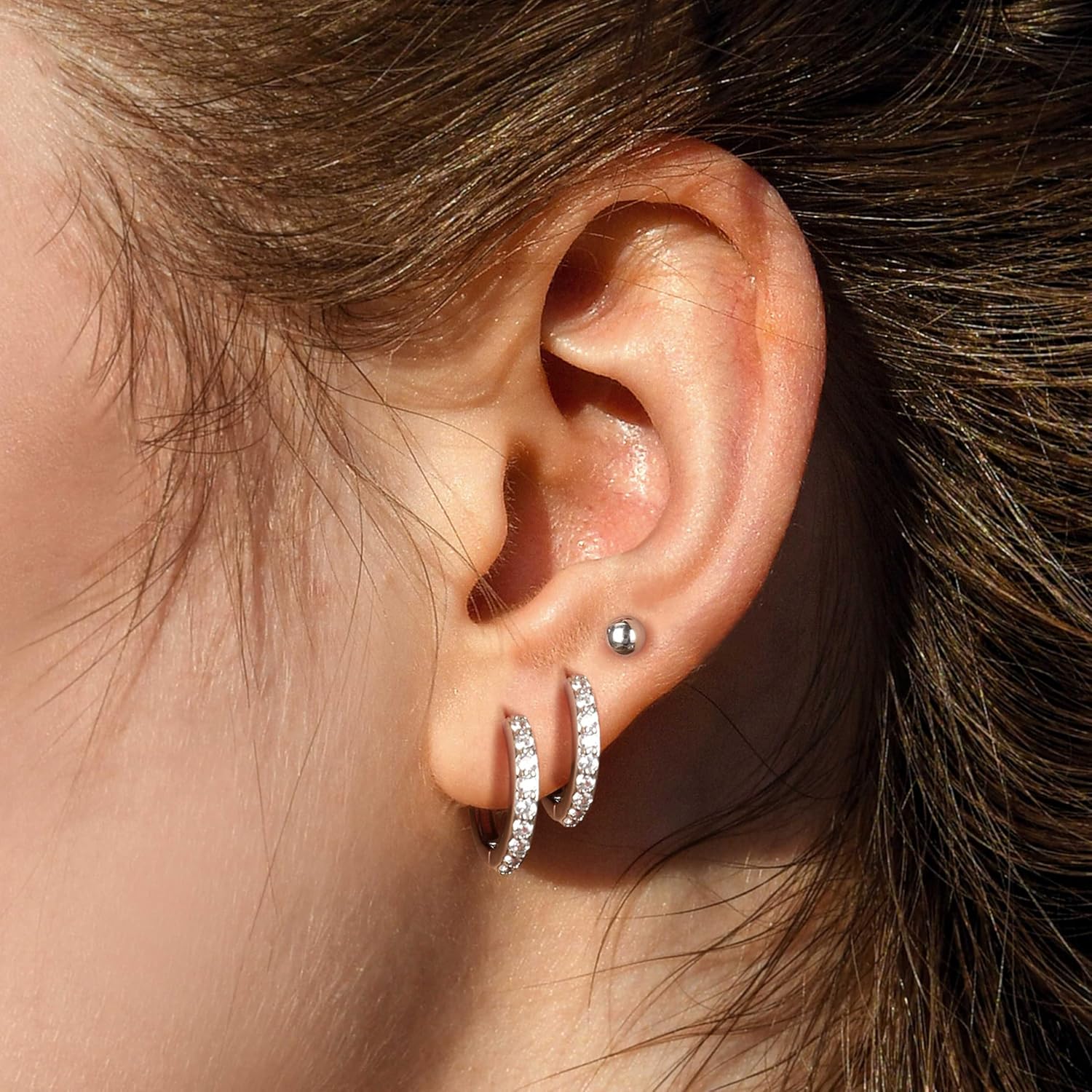 Surgical Steel Earrings Sets for Multiple Piercing Lightweight Small Huggie Hoop Earrings CZ Stud Earrings for Women Trendy Cartilage Hypoallergenic - Image 5