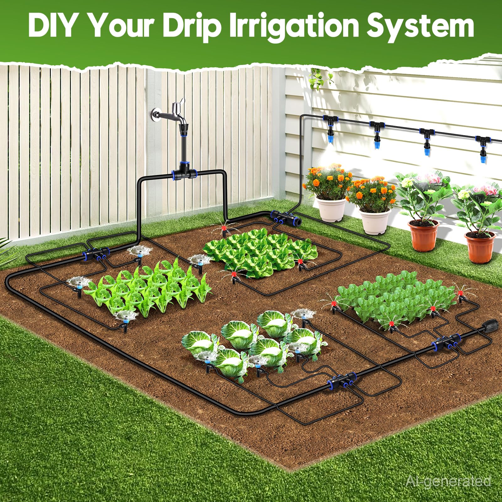 Système d'irrigation goutte à goutte de 240 pi pour jardin