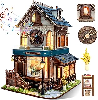 SUNNINO Miniature Dollhouse Kit, Cuckoo House 3D Wooden Puzzles for Adults Mini House Building Kit with 3 Modes Touch Switch Christmas Birthday Gifts Home Decor for Adults and Teens