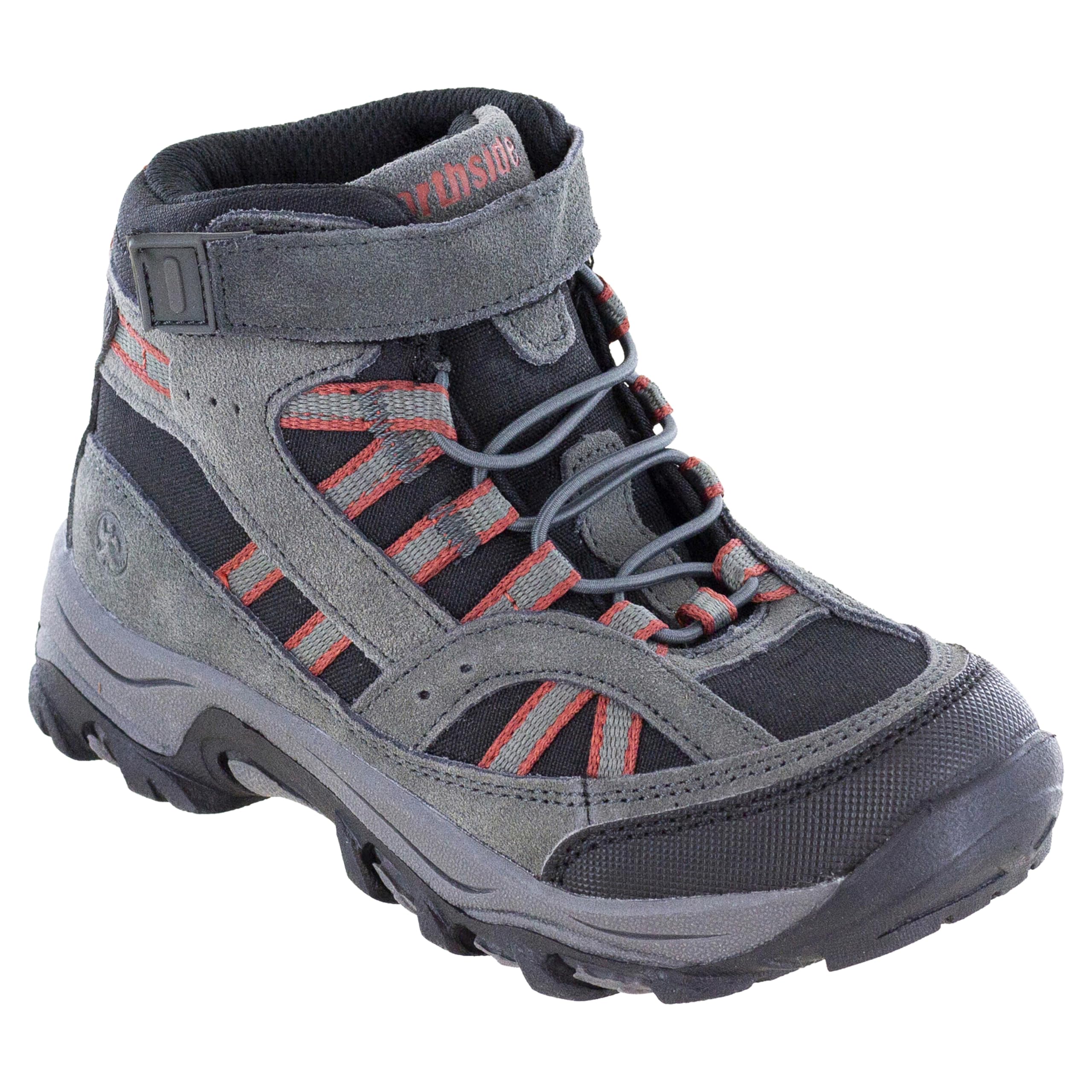 Northside Unisex-Child Rampart Mid Hiking Boots - Ripstop Nylon Moisture-Wicking Quick Lace-Up Durable TPR Outsole | Kids Adventure Essential, Black/Gray Size 6