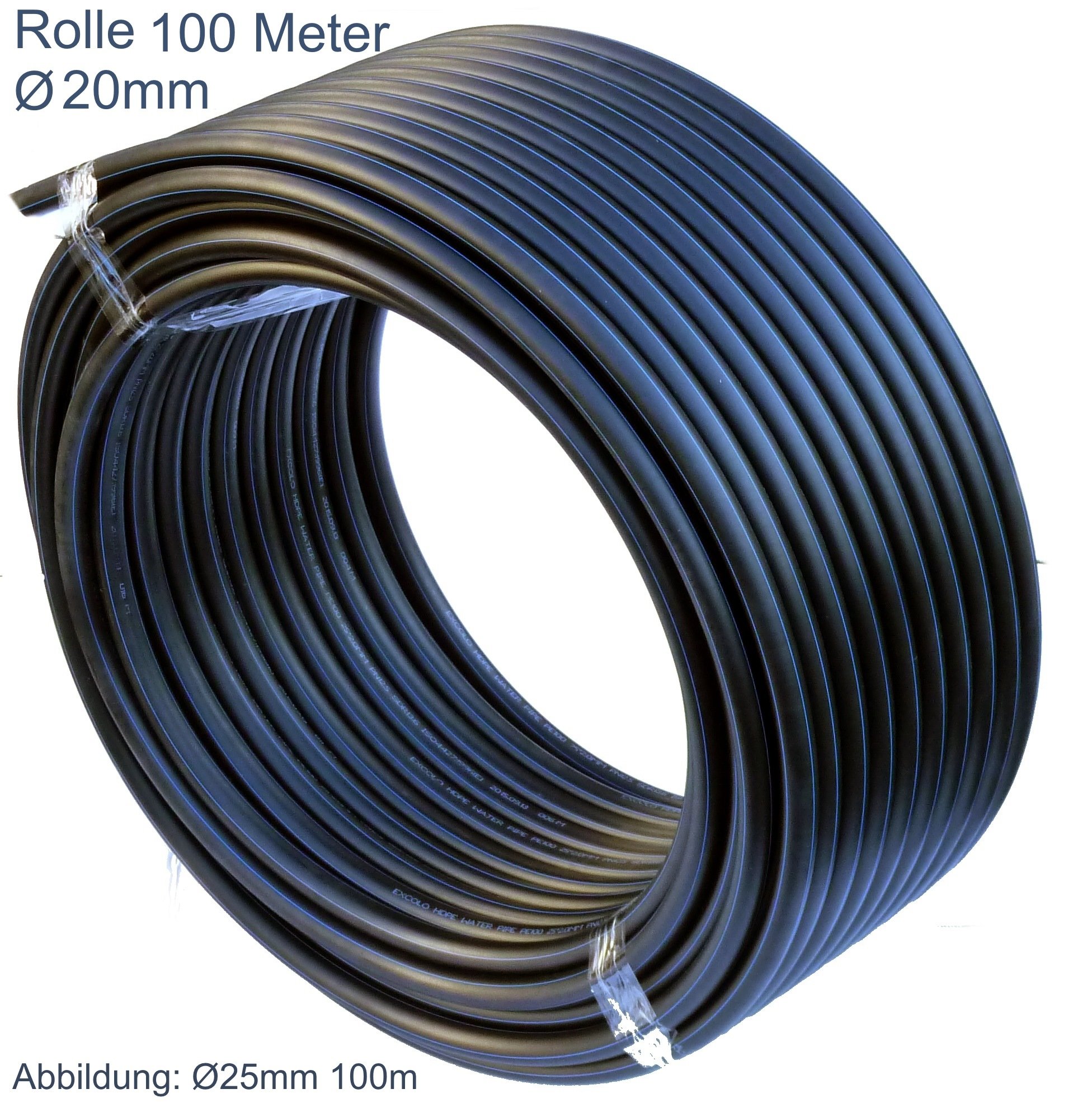 EXCOLO PE Rohr 20 mm und T-Stück Winkel Kugelhahn Muffen Verbinder (PE Rohr 20 mm 100M)