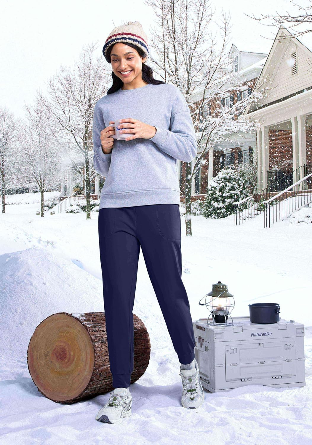 Soothfeel Women's Fleece Lined Joggers Pants High Waisted Water Resistant Thermal Sweatpants Winter Hiking Pants with Pockets - Image 3