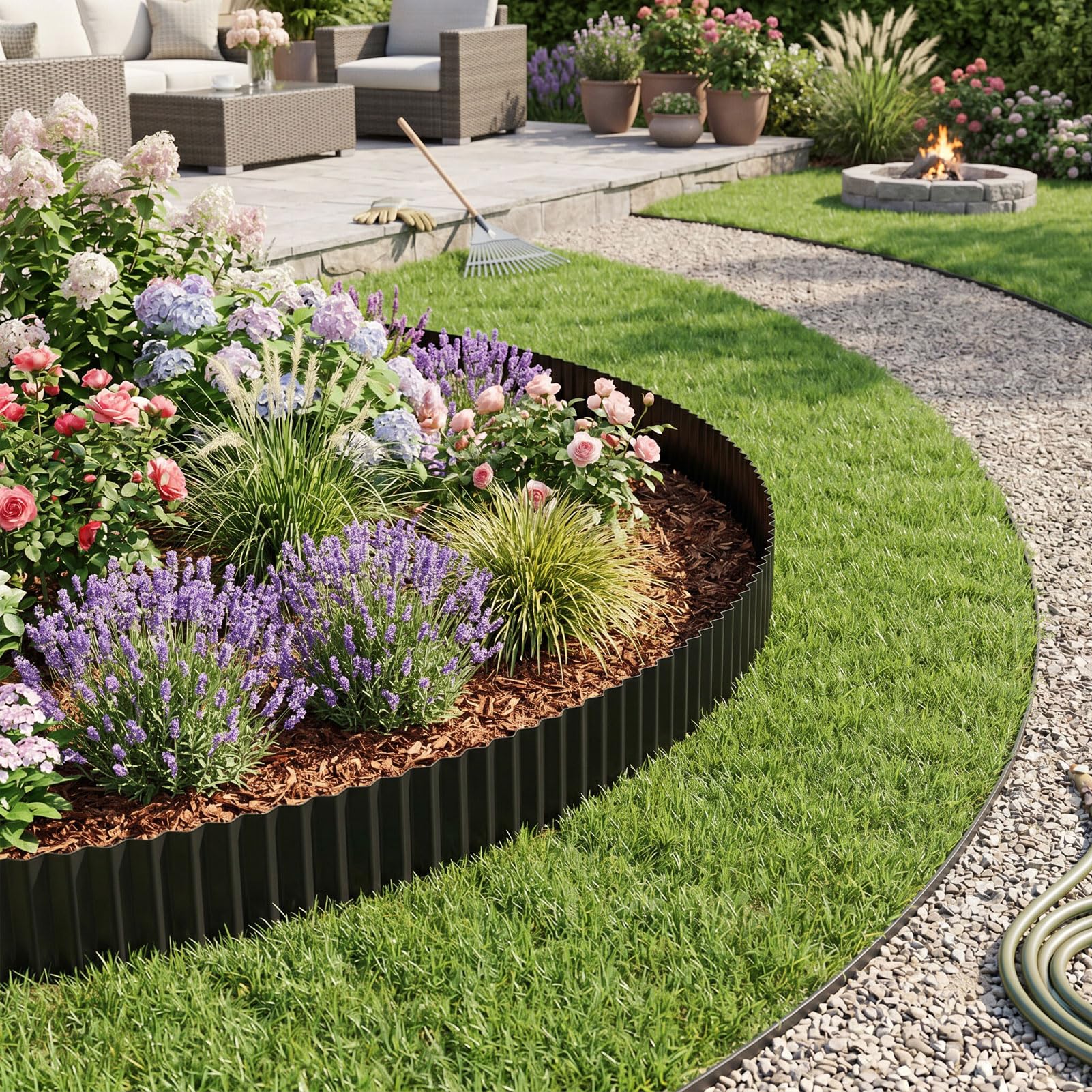 Marhynchus Bordure de Jardin Ondulée, Liseré Métallique Robuste 6m, pour