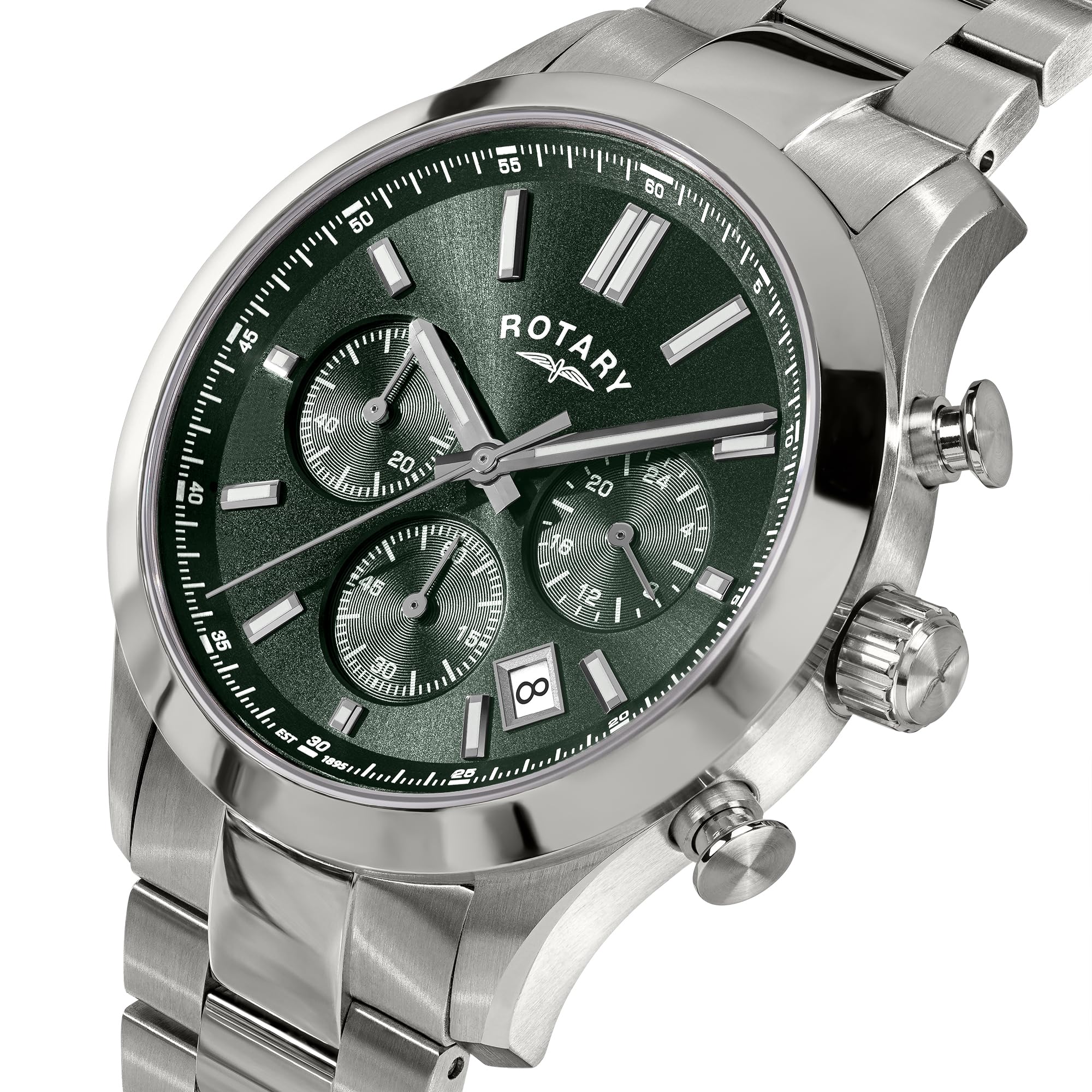 Rotary Heritage męski zegarek z chronografem ze stali nierdzewnej