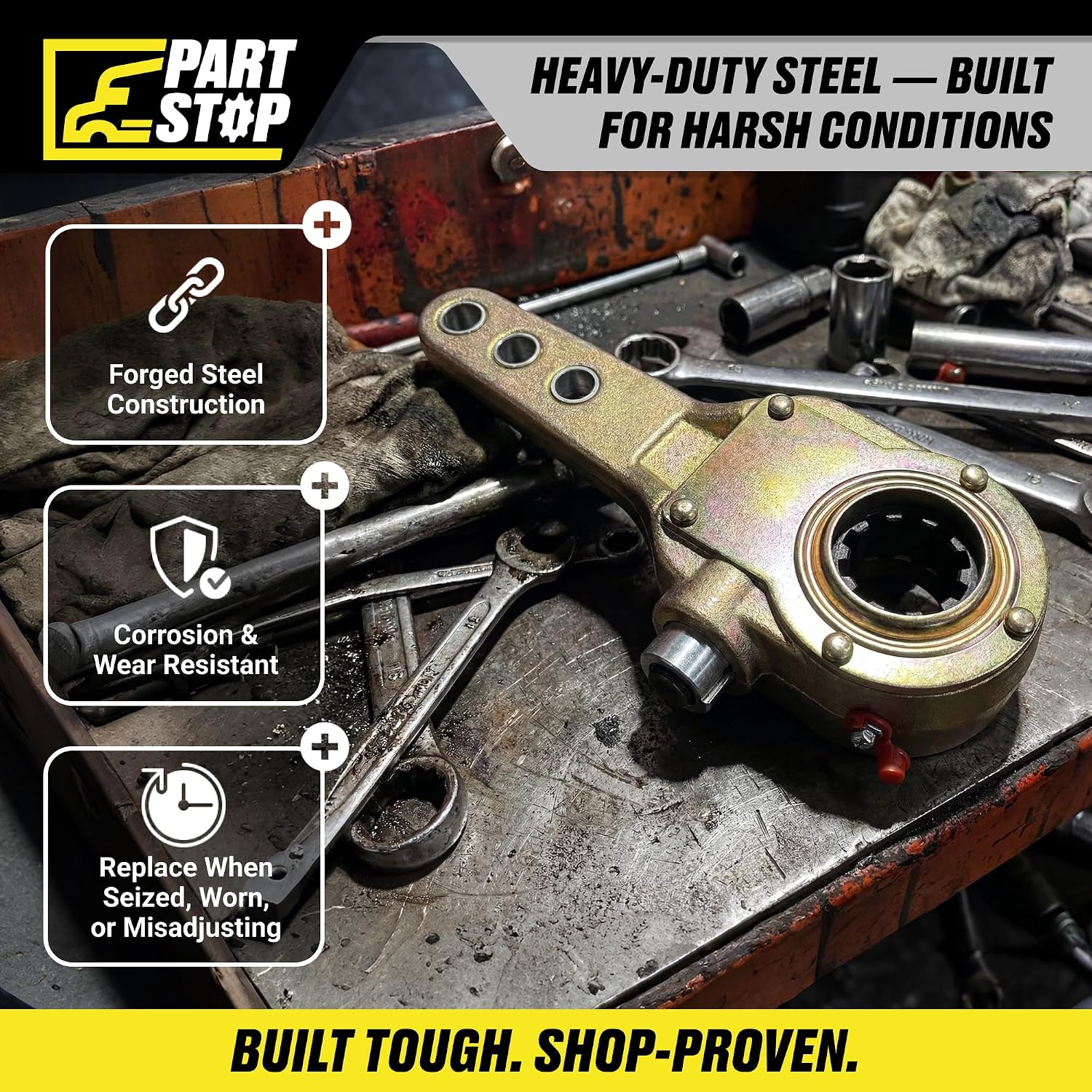 134.1041 Manual Slack Adjuster – Compatible with Universal Heavy-Duty Truck and Trailer Applications 5 in 6 in 7 in Arm Span Replaces Part Number Direct Replacement 134.1041A 278323 278323N E-612HD