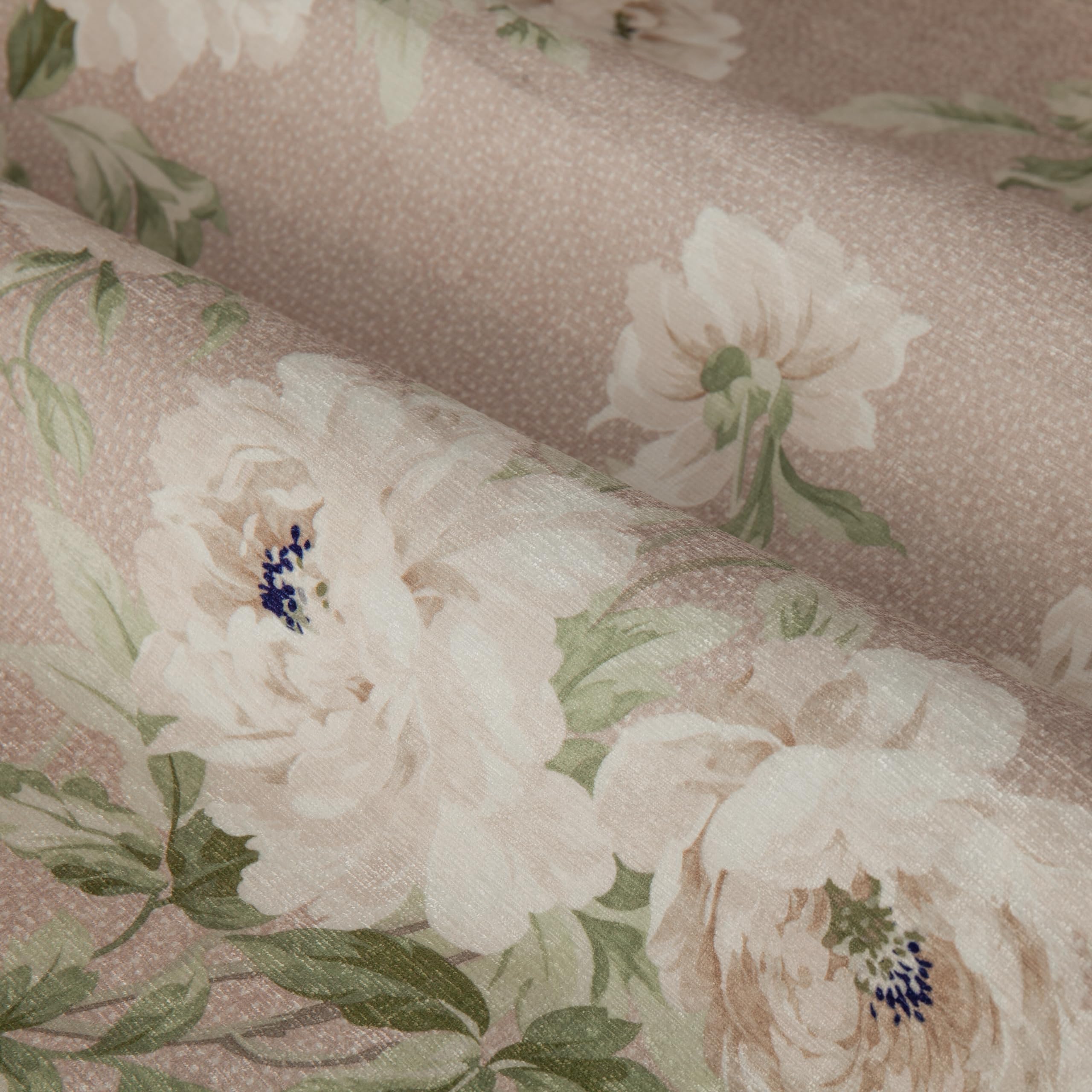 Sanderson Adele Room Darkening Pencil Pleat Curtain Pair - Botanical Floral Peony Lined Chenille Drapes (Rose - 117x137cm) - Image 4