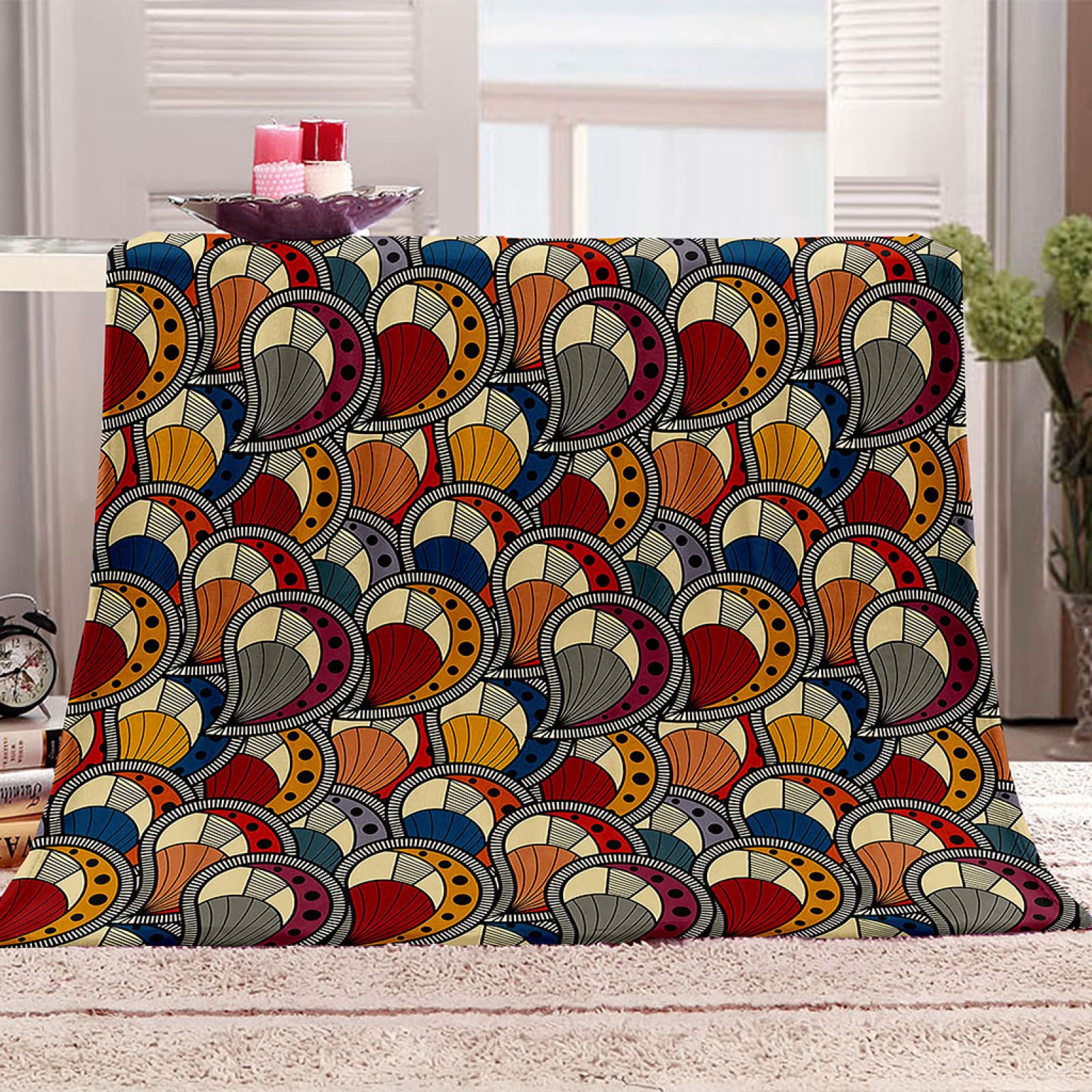 Couverture polaire douce contre le froid plaid fleurs 3D salon