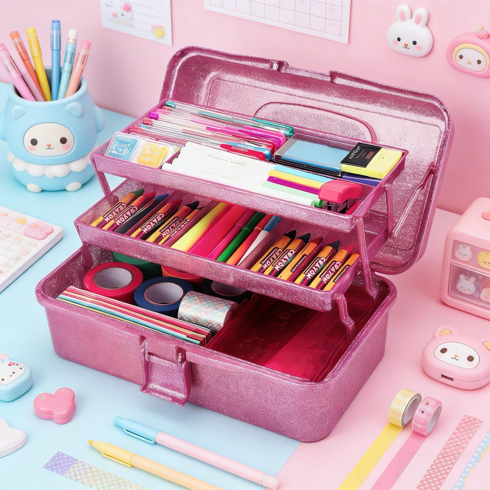 Amazon.com: Glitter Purple 3 Layer Craft Storage Box, Purple Tackle Box  Organizer for craft tool, Cosmetic Organizer for girls : Arts, Crafts &  Sewing