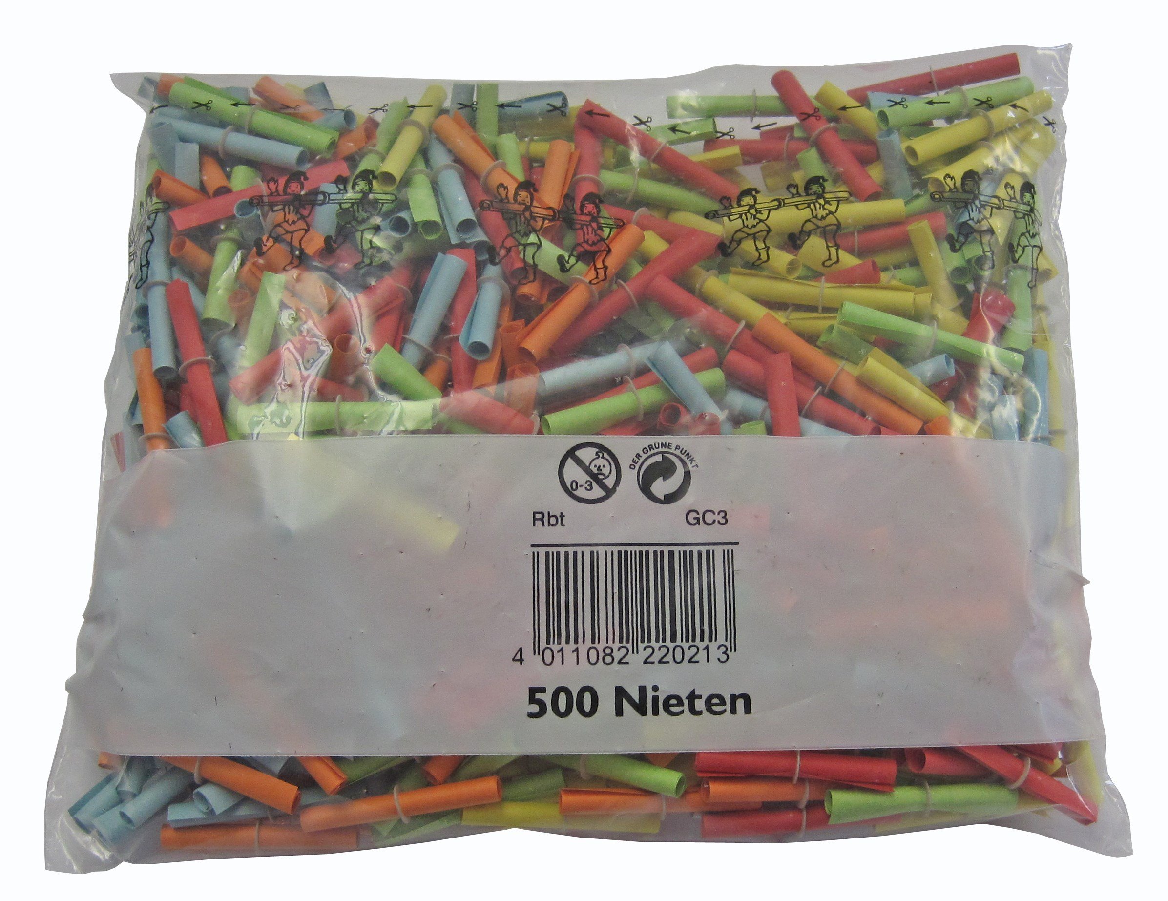 Wolf & Appenzeller 220500 - Röllchenlose Nieten 500 Stück bunt