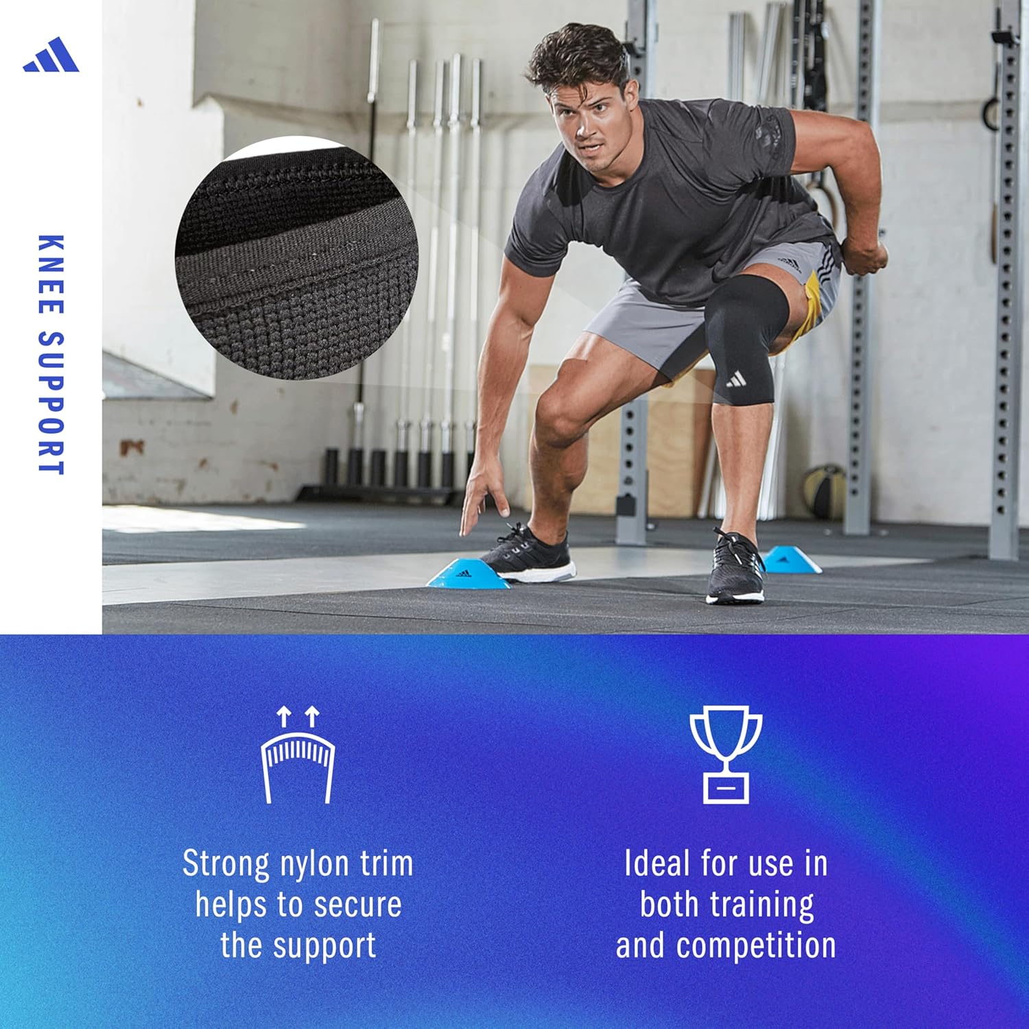 adidas Support Knee Sleeve, Ergonomic Knee Compression Sleeve