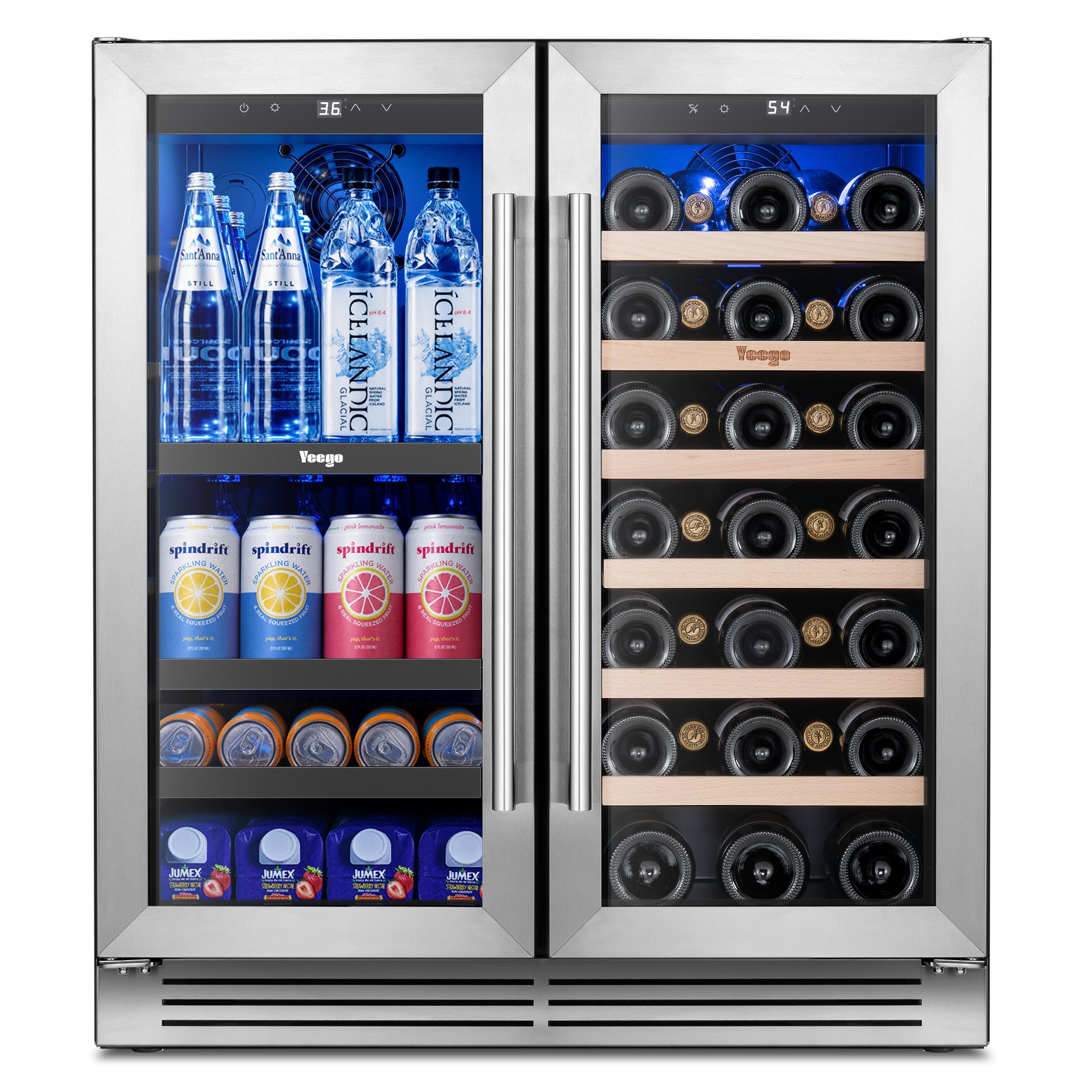 Yeego 30 inch 80 Cans and 33 Bottles Beverage Refrigerator